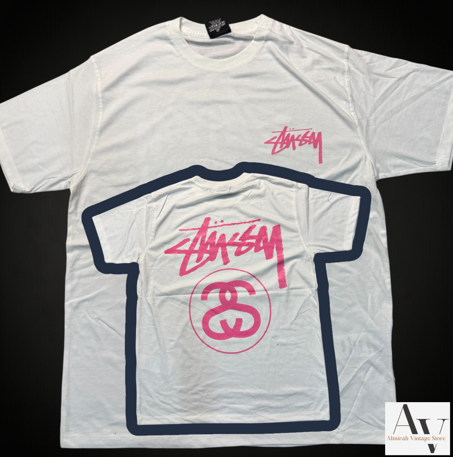Stussy Überarbeitung Stil Doppel S Weiß T-Shirt