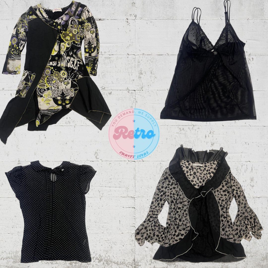 Y2K Dark & Dreamy Mesh Tops
