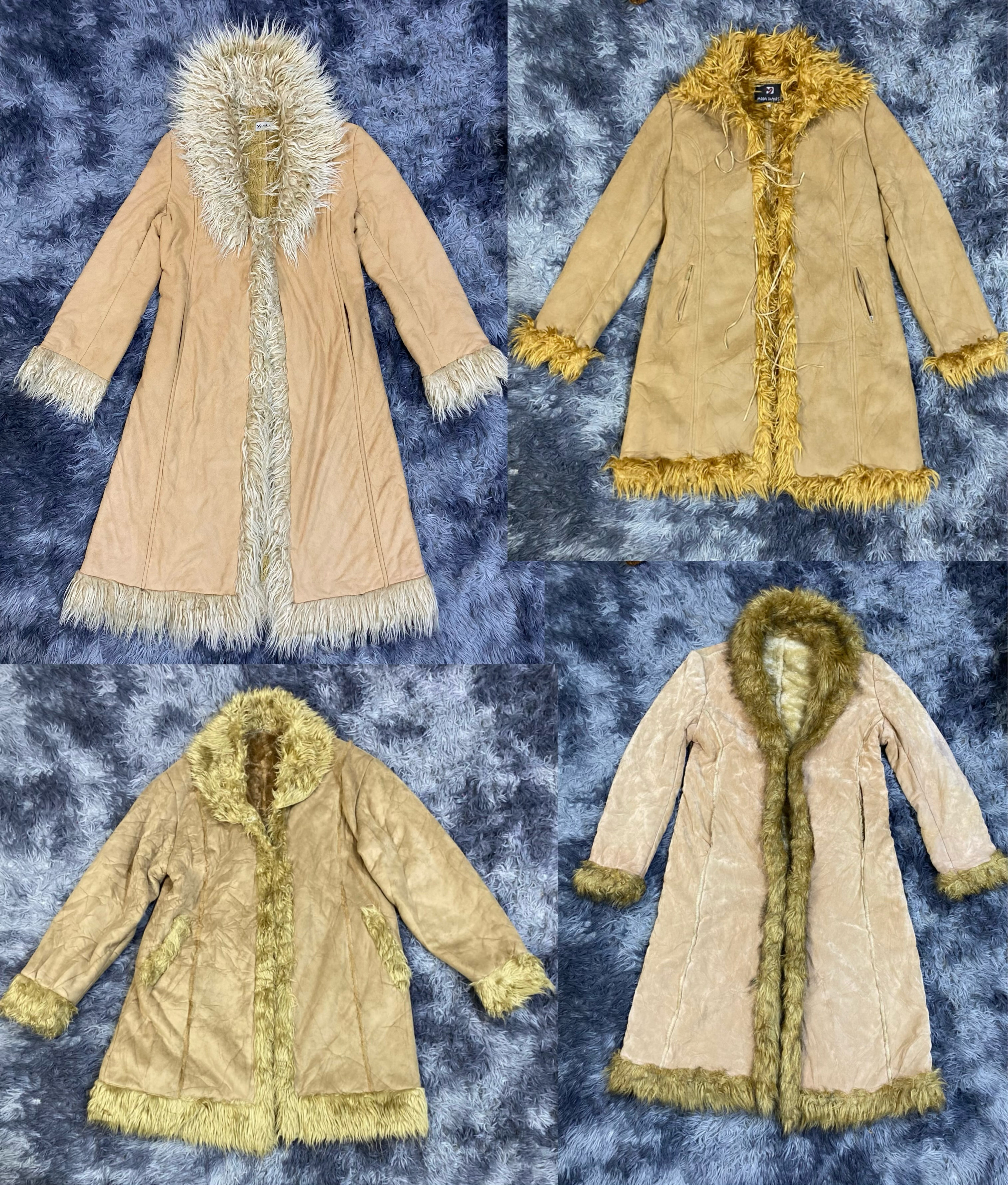 Giubbotti in camoscio vintage con trim in pelliccia sintetica (TS:1094)