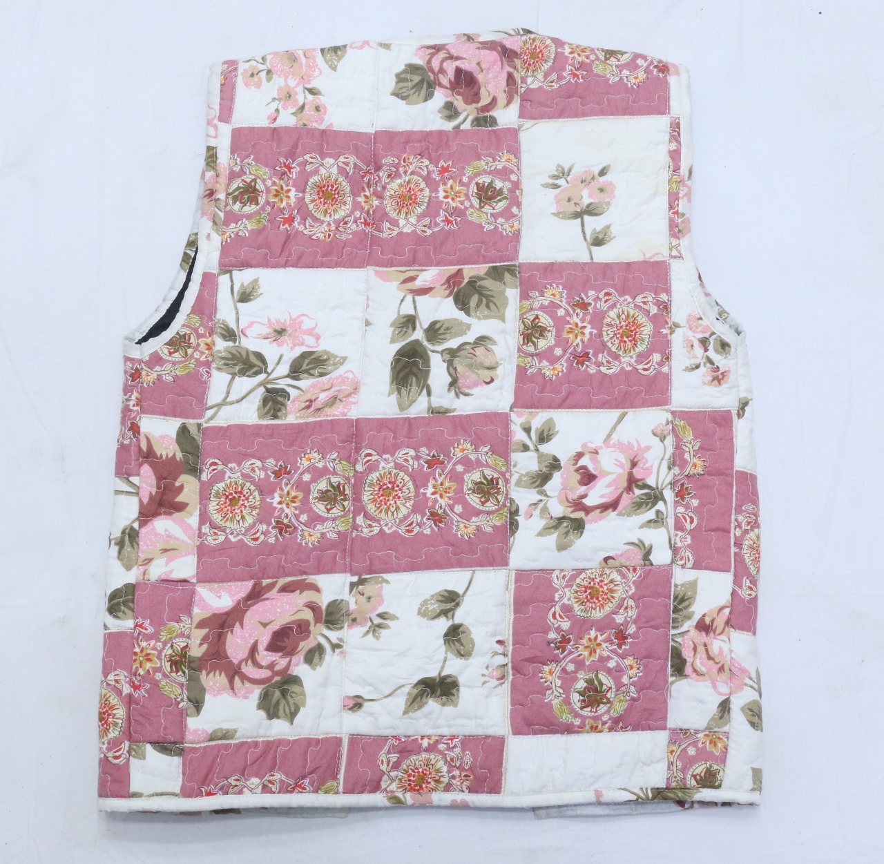 CR625 Upcycled Floral Patchwork Quilted Vest