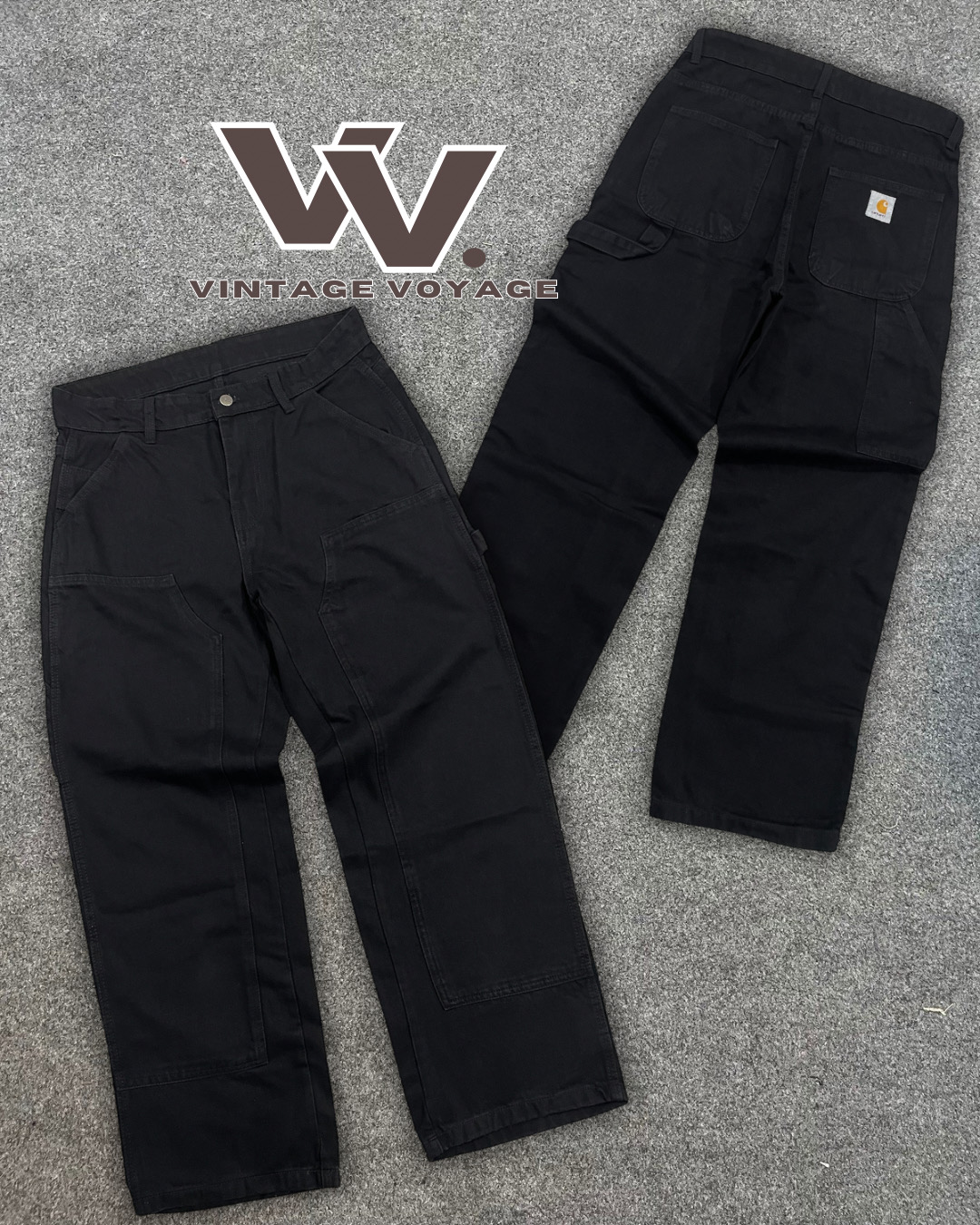 Calças jeans de denim preto reestilizadas Carhartt #71025