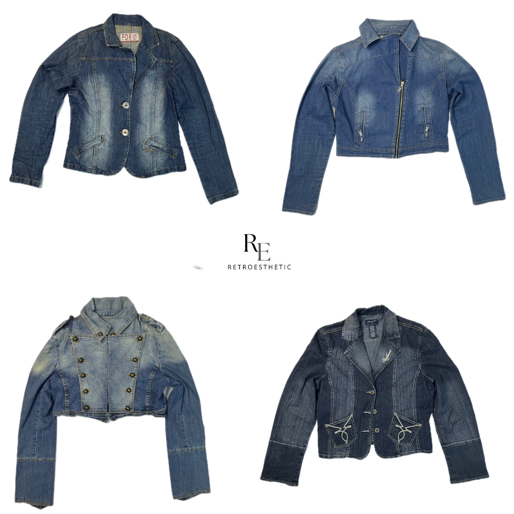 Chaqueta de mezclilla única Y2K (RE-2161)