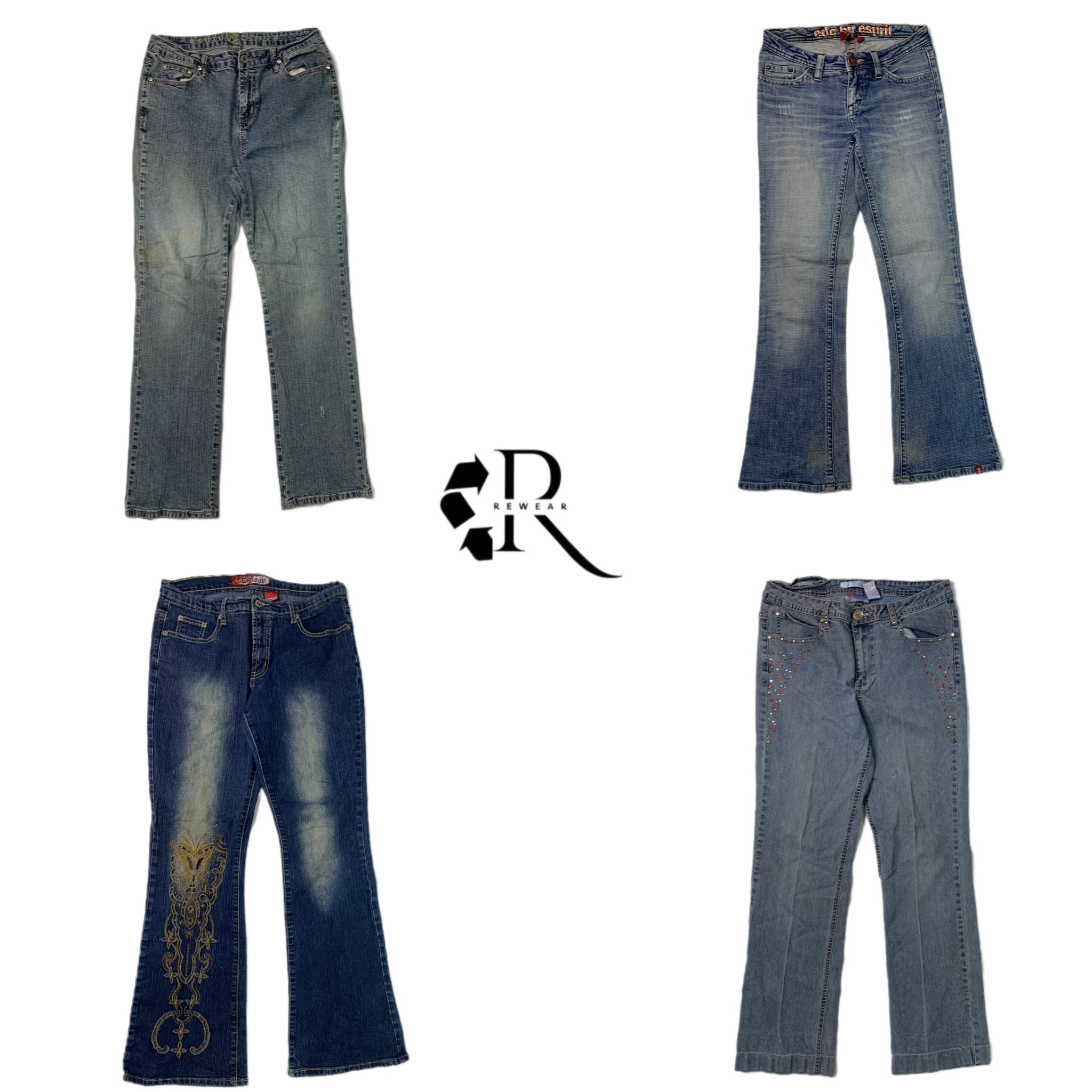 Y2L Unique Denim Flared Jeans (Rw-1117)