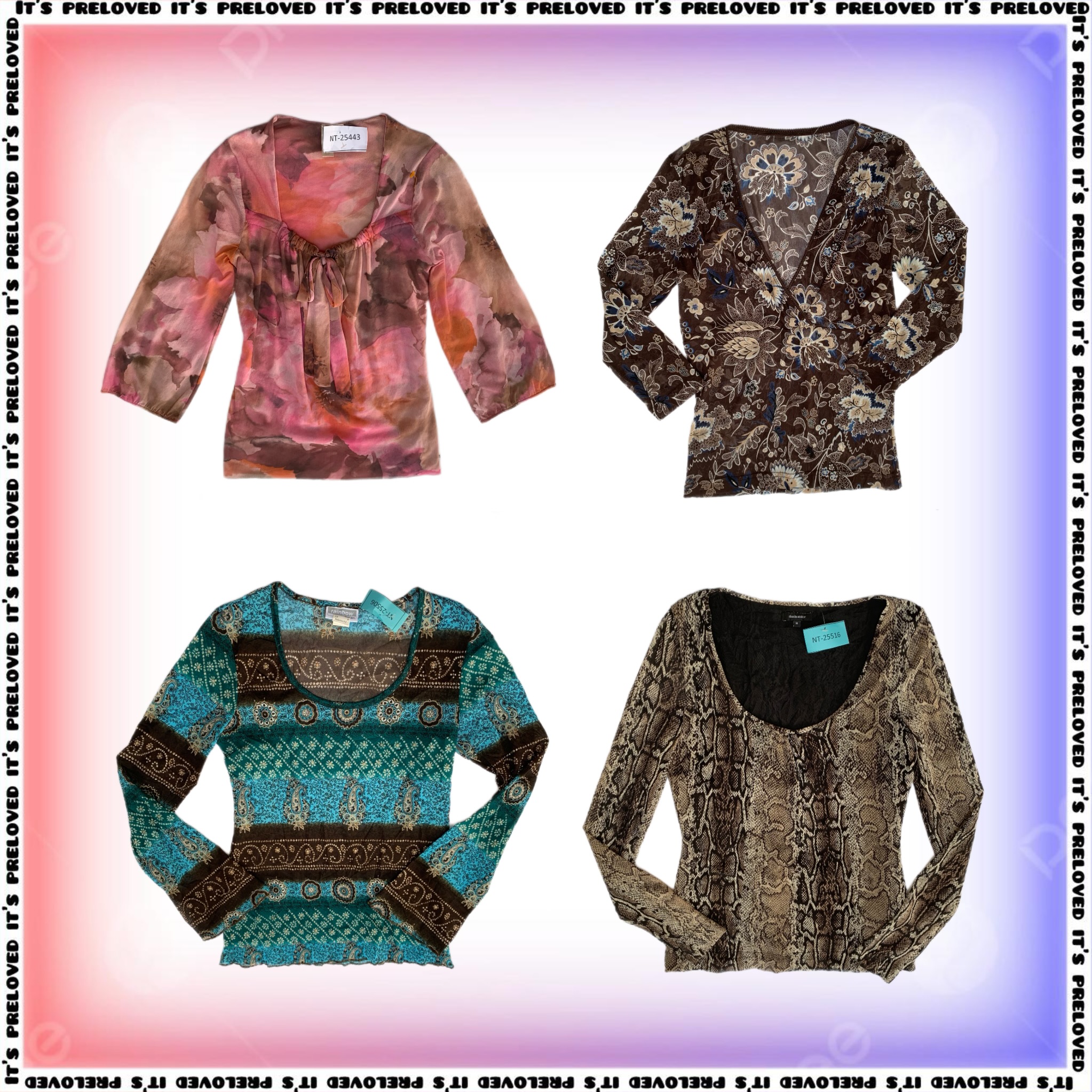 Maximalist Girlie- Mesh and Print Tops Mix (SS-1393)