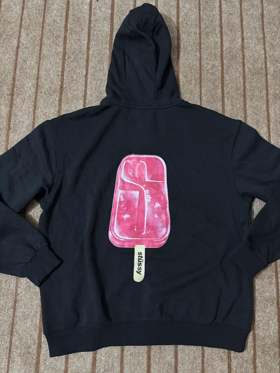 REW- Stussy Rework Style Sudaderas Negras con Capucha