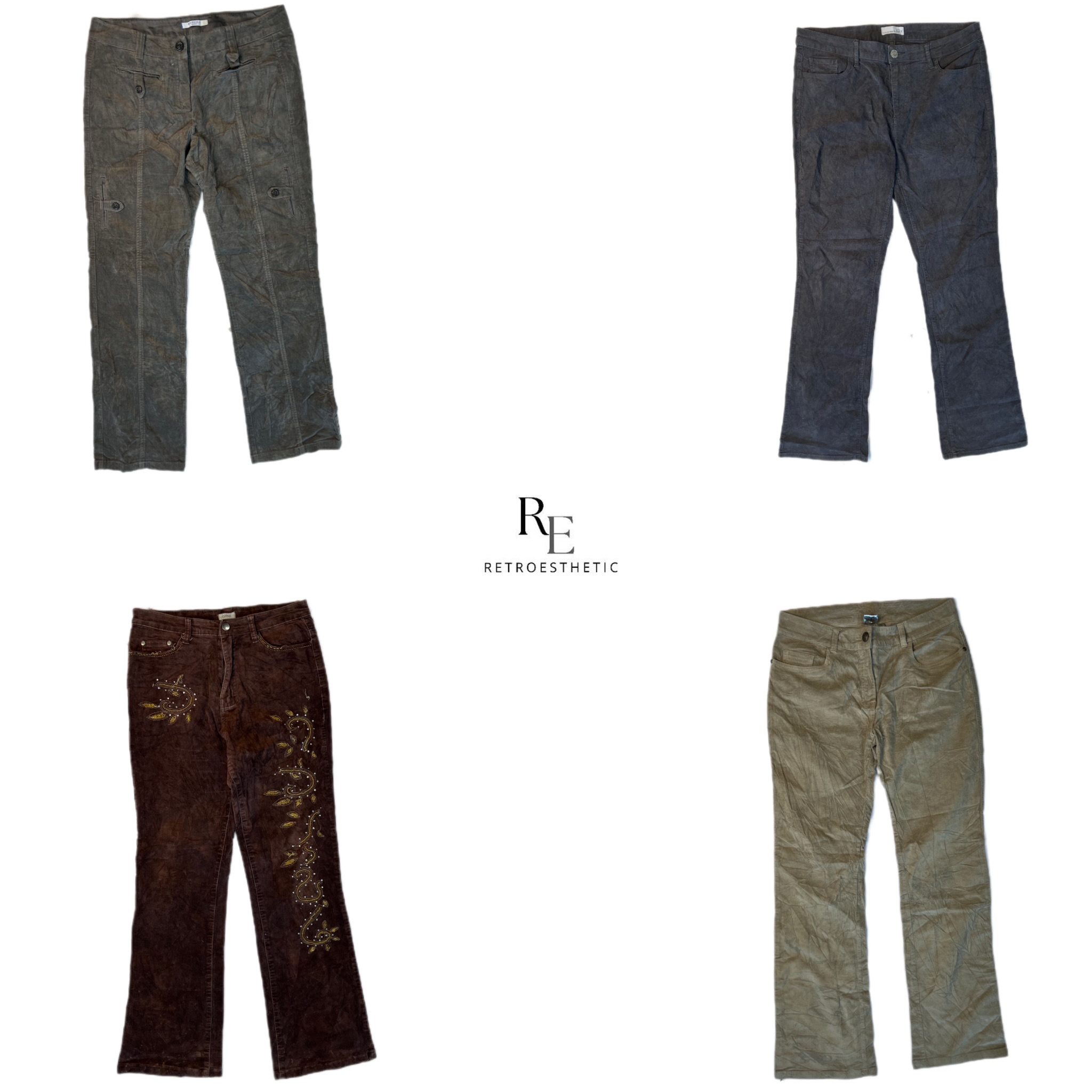 Y2K Unique Flared Corduroy Pants(RE-2187)