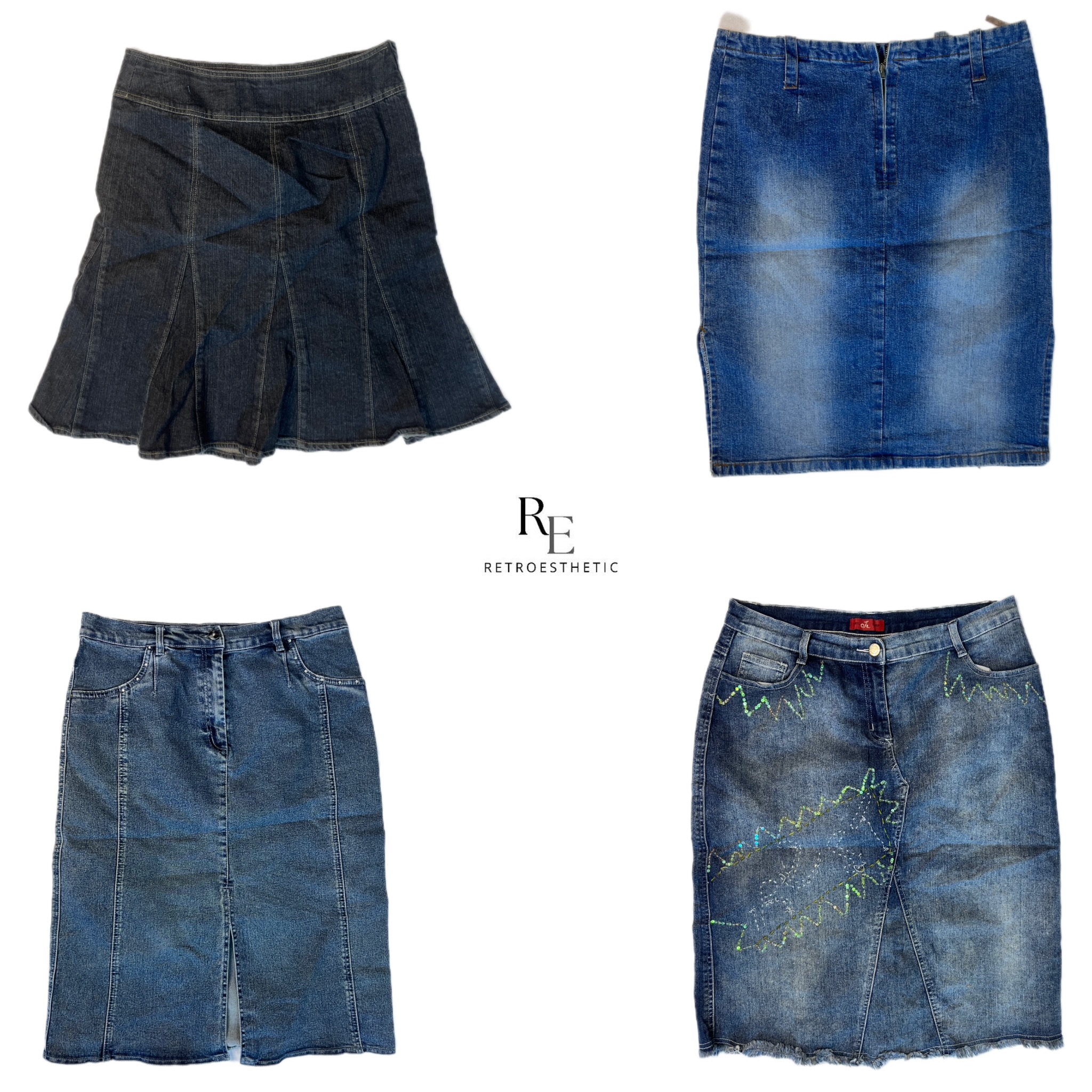 Y2K IT Girl Denim midi skirts (Re-2189)