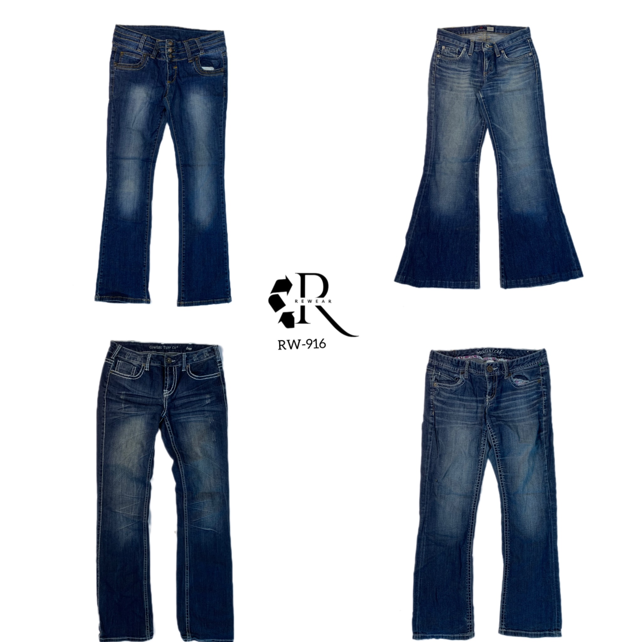 Y2K IT Girl Denim Fkared Jeans (Rw-916)