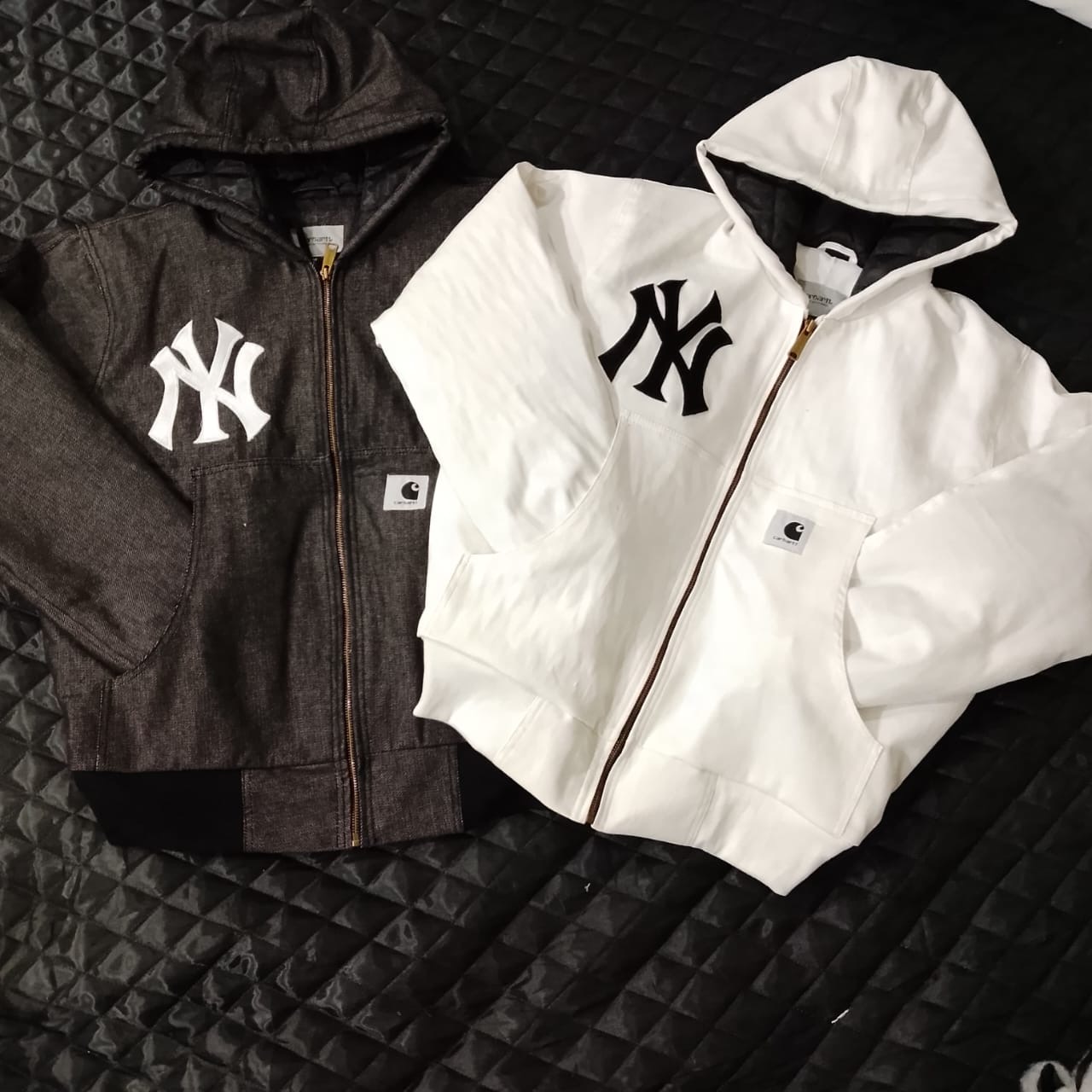 Carhartt X NY(Yankees) Black Denim and White Denim Rework Style Active Jackets