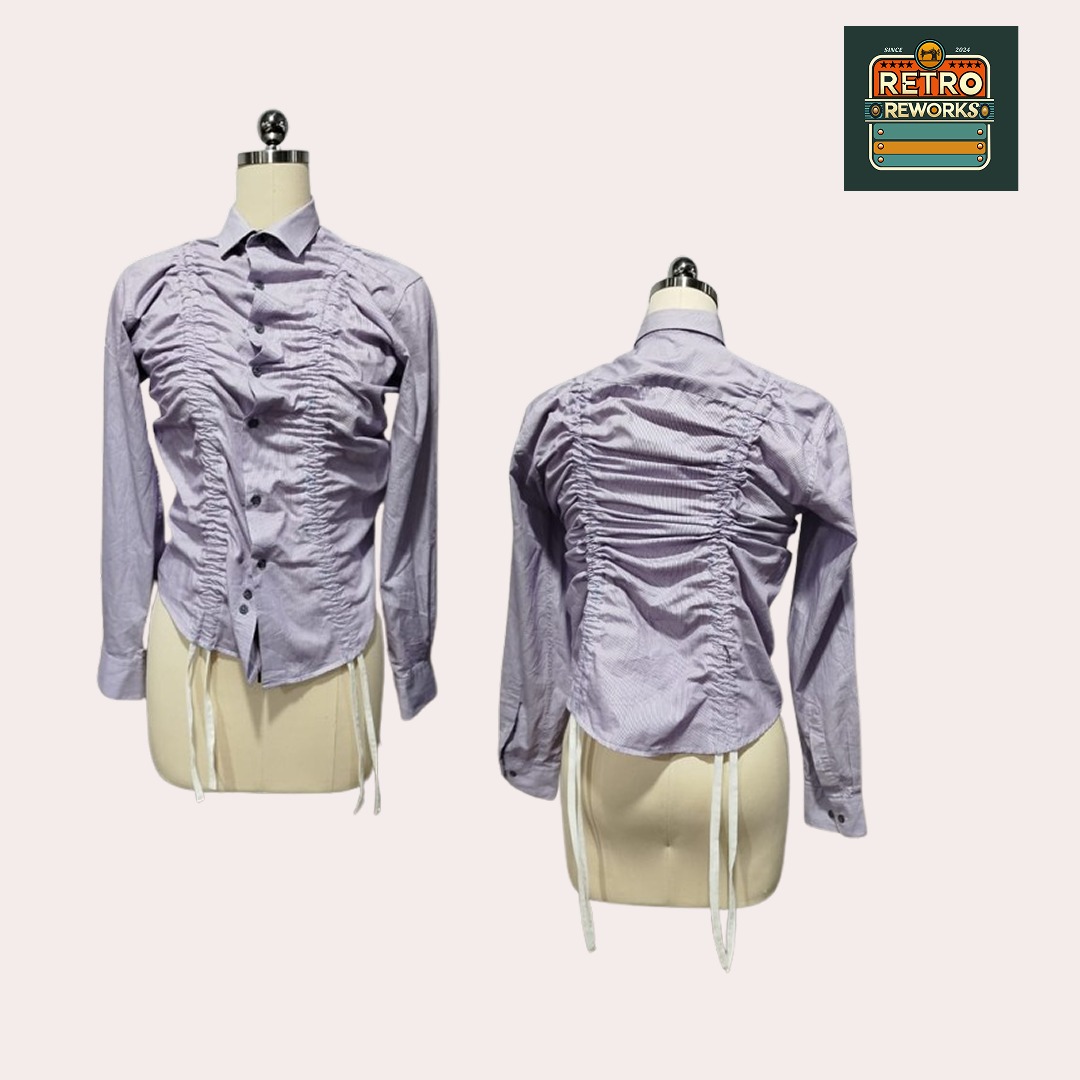 SS25 Upcycled Ruched Button-Up Shirt