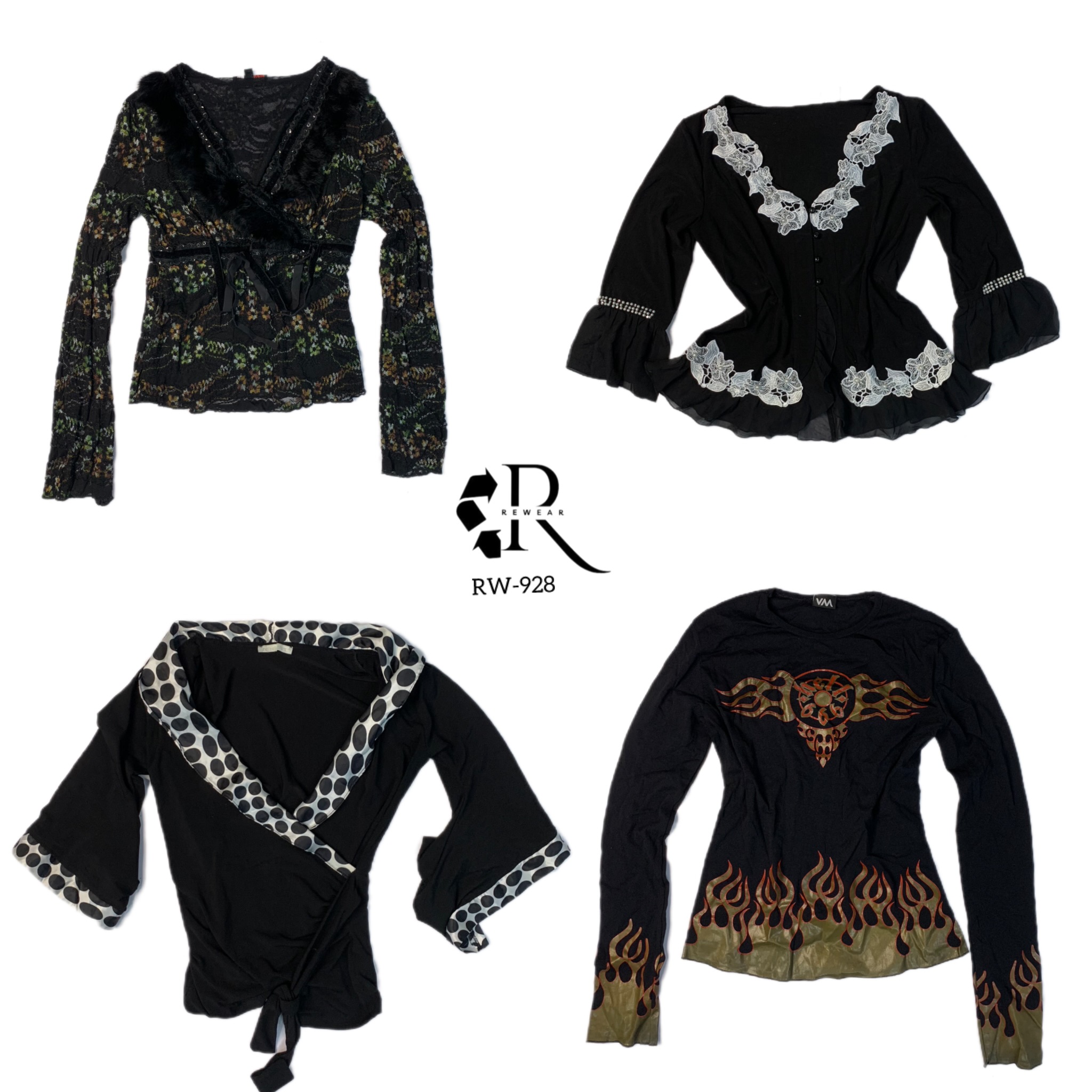 Y2K All Black Gothic Full Sleeve Tops (RW-928)