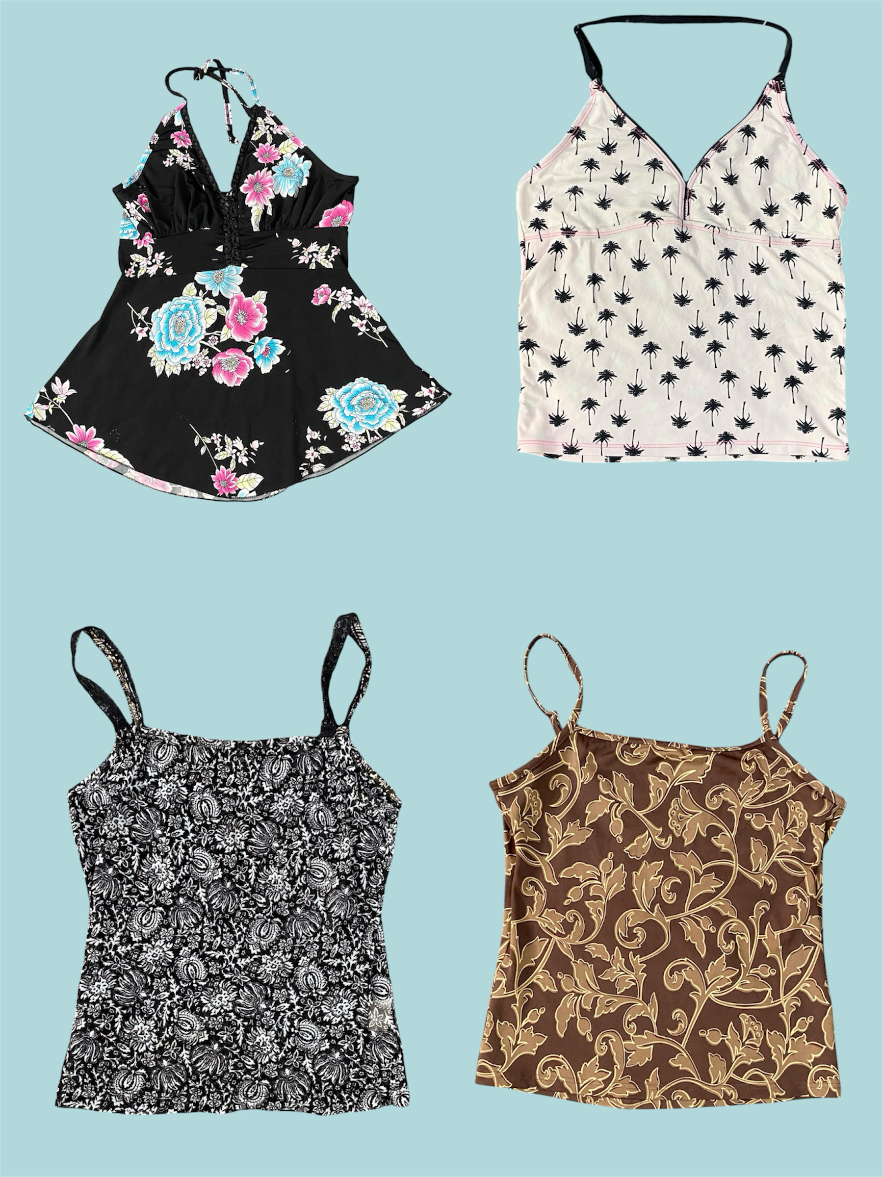Nostalgic Y2K Fashion: Sparkly, Crinkled, & Cami Tops(TS:1101)