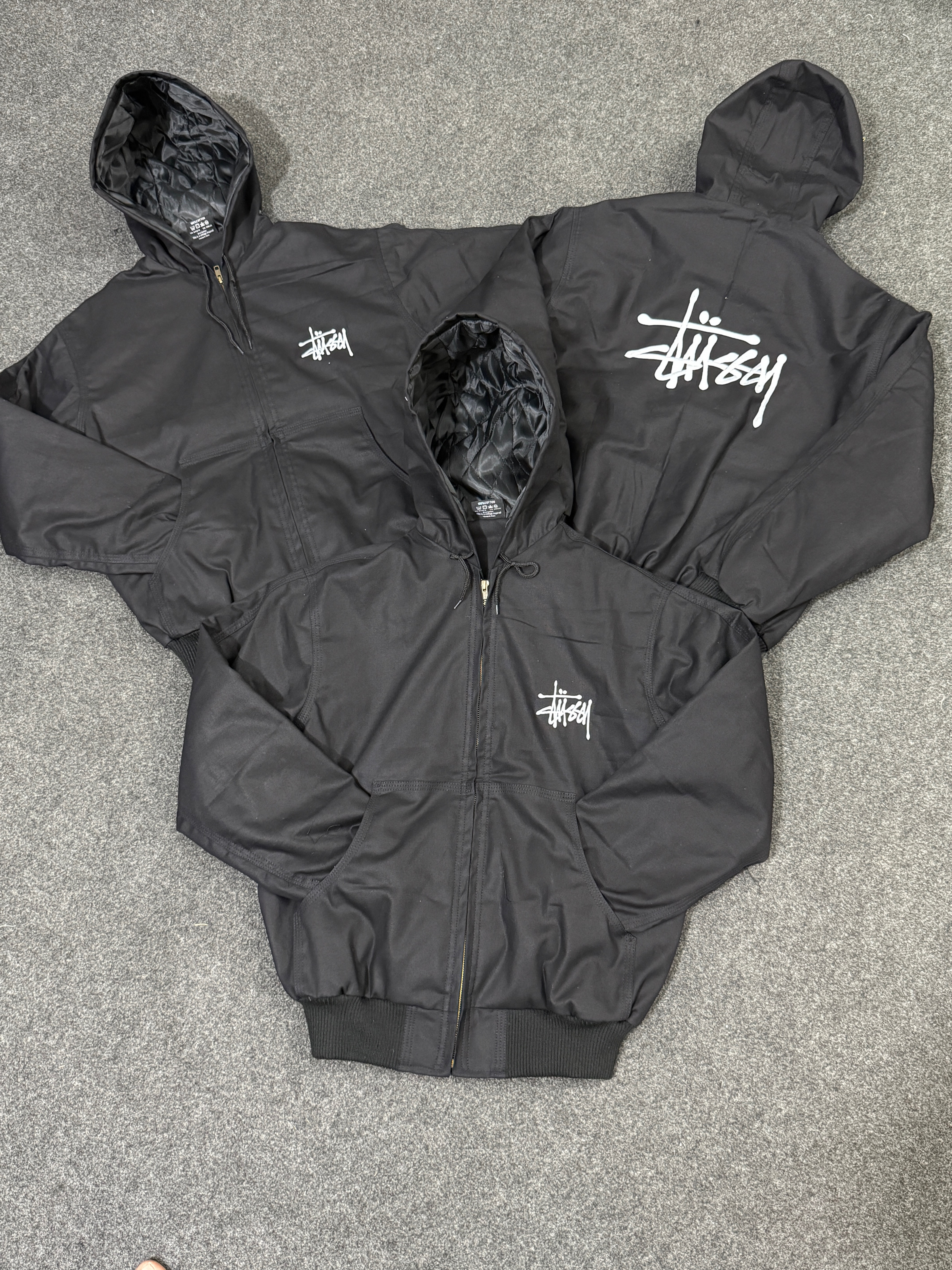 Jaquetas com Capuz Bordadas Stussy Estilo Rework