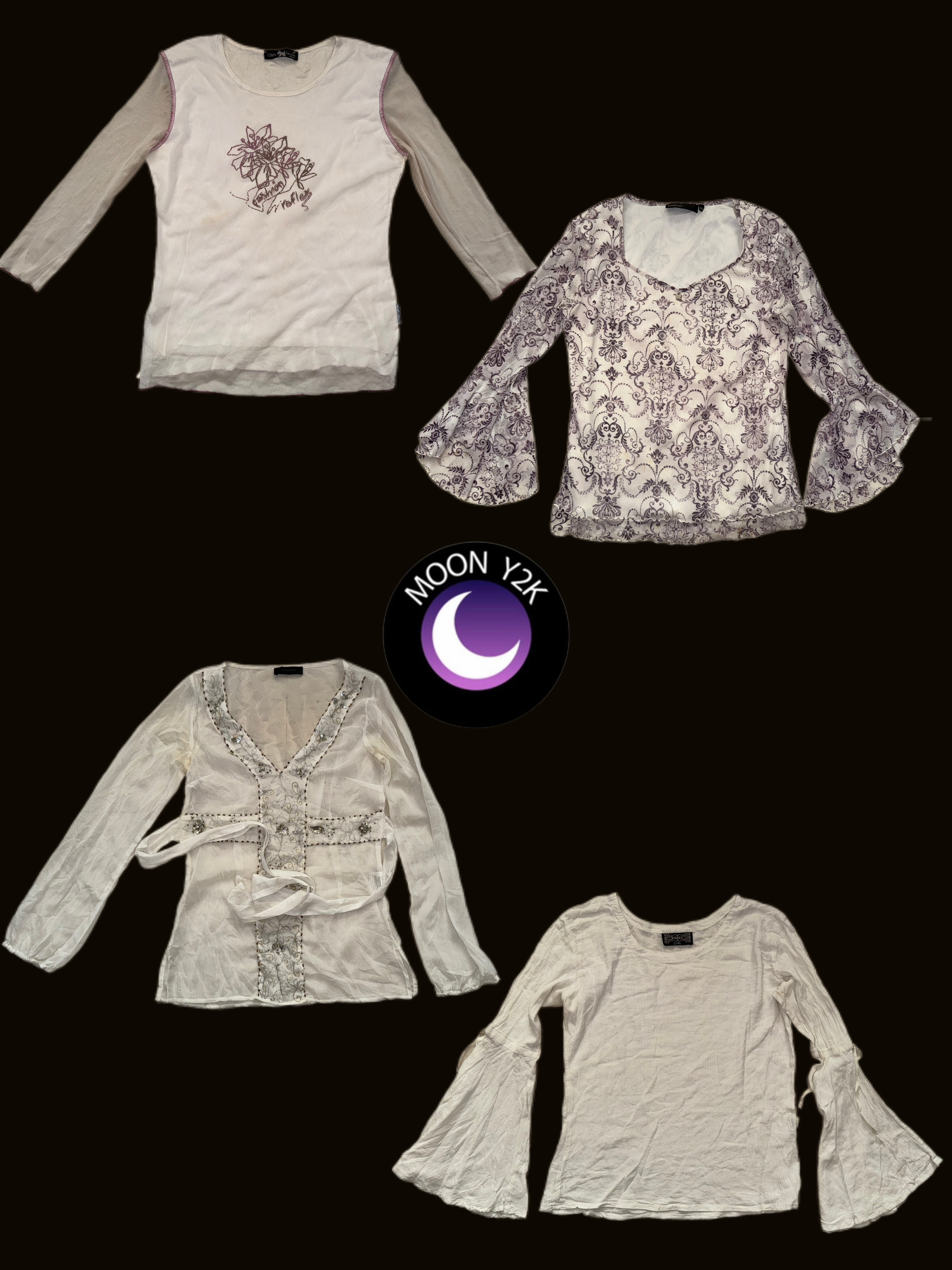 Y2K Angelic white mesh tops mix (M-693)
