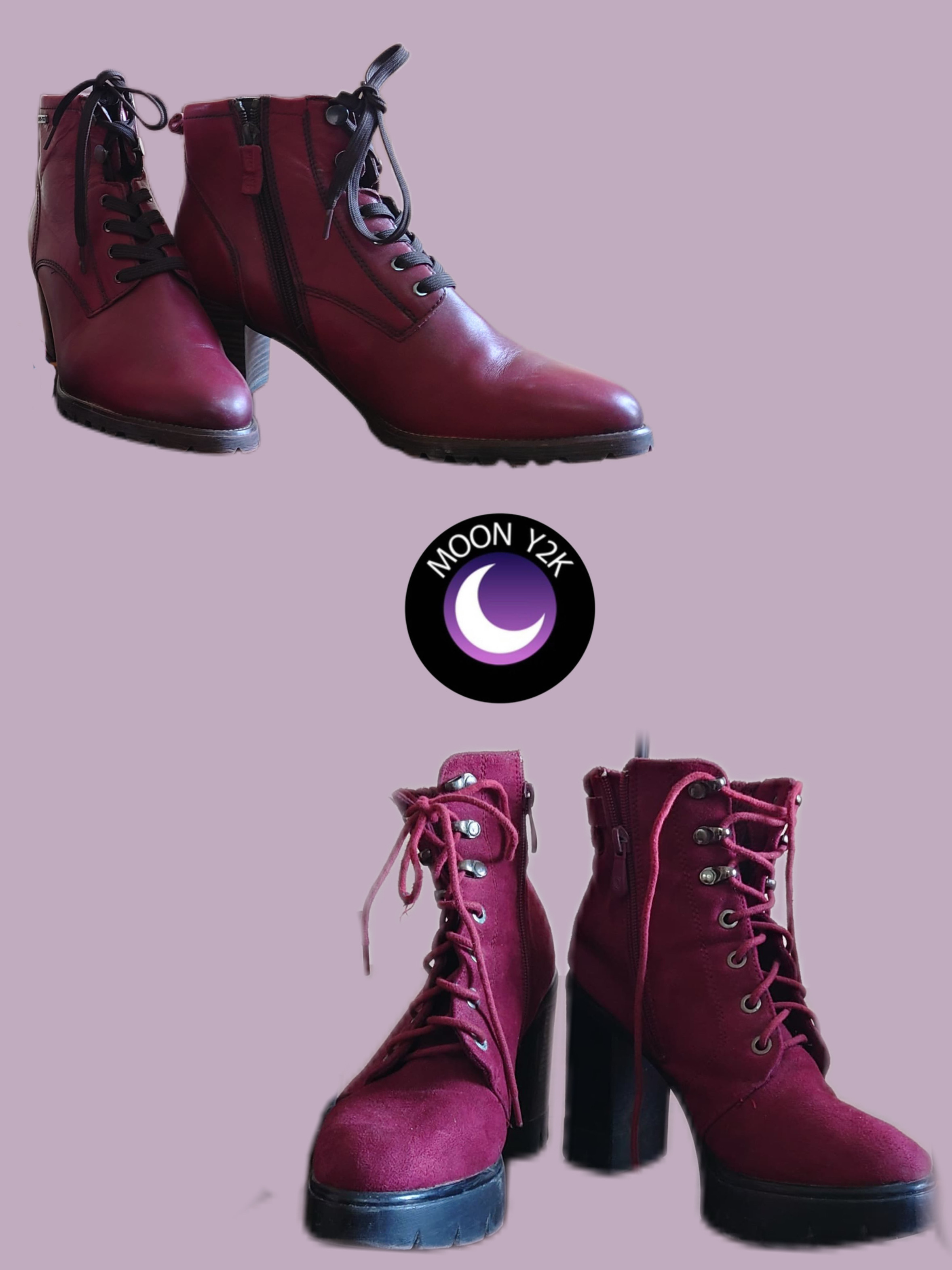 Y2K Gothic Maroon Boots Mix (M-696)