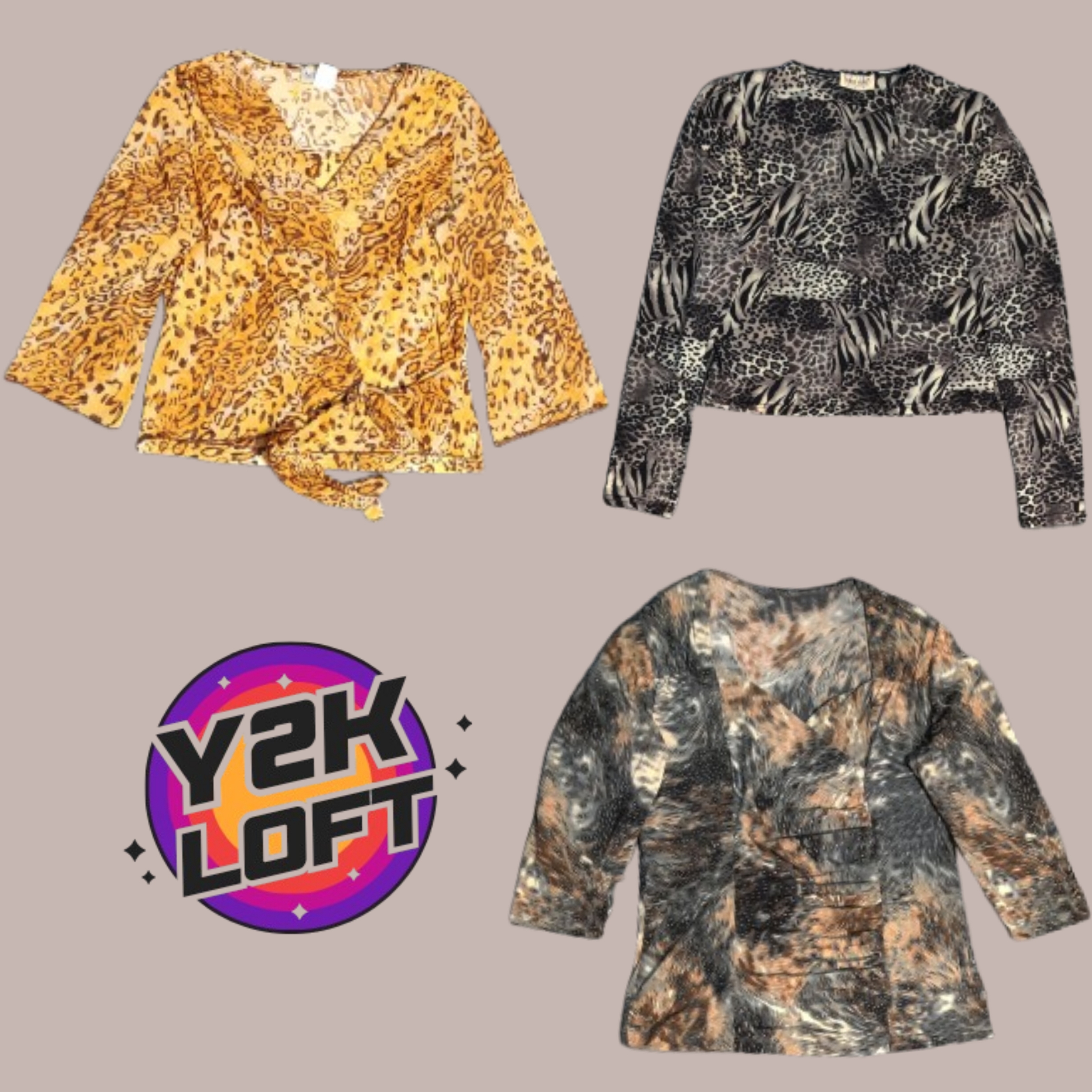 Y2K Earthy Tone Long Sleeve Tops