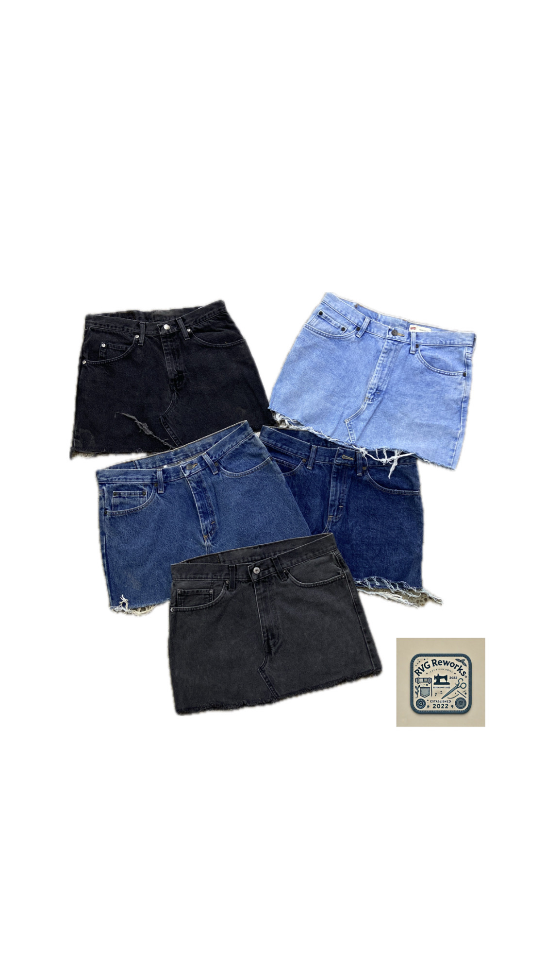 Upcycled Denim Frayed Mini Skirt