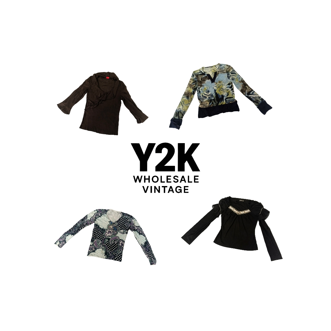 Y2K European Mesh Long Sleeve Tops  (YWV223)
