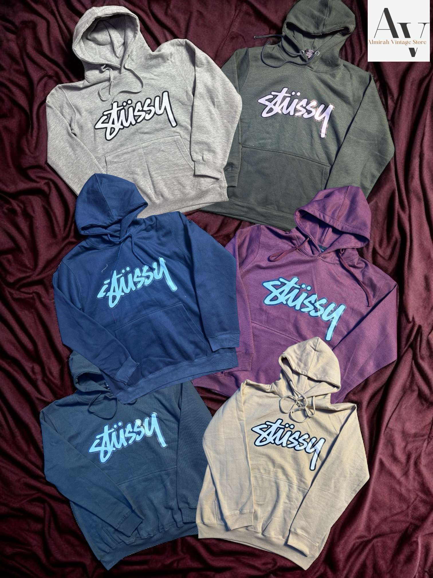 Stussy rework style stussy printed hoodies