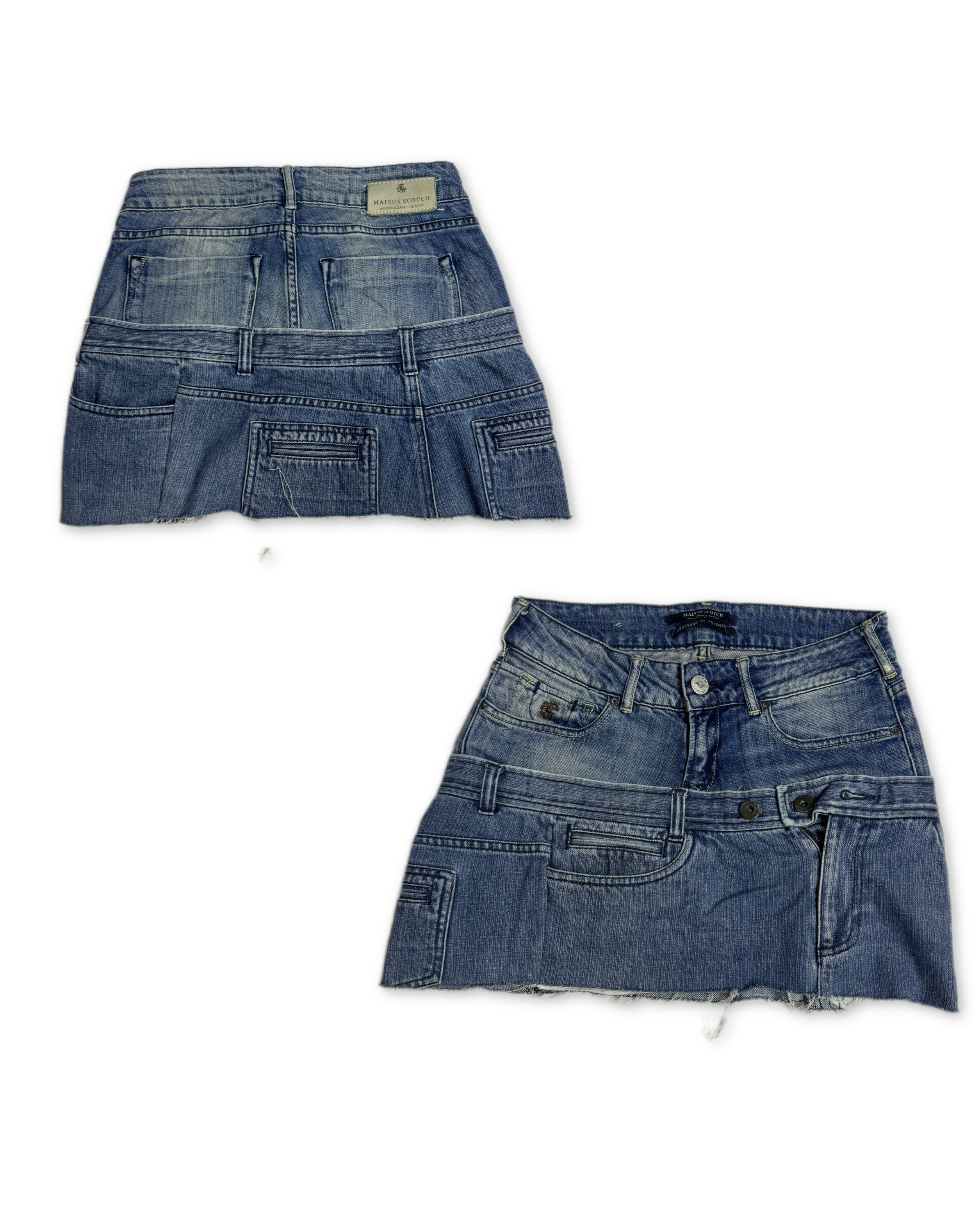 Jupe Mini en Denim à Taille Double Recyclée