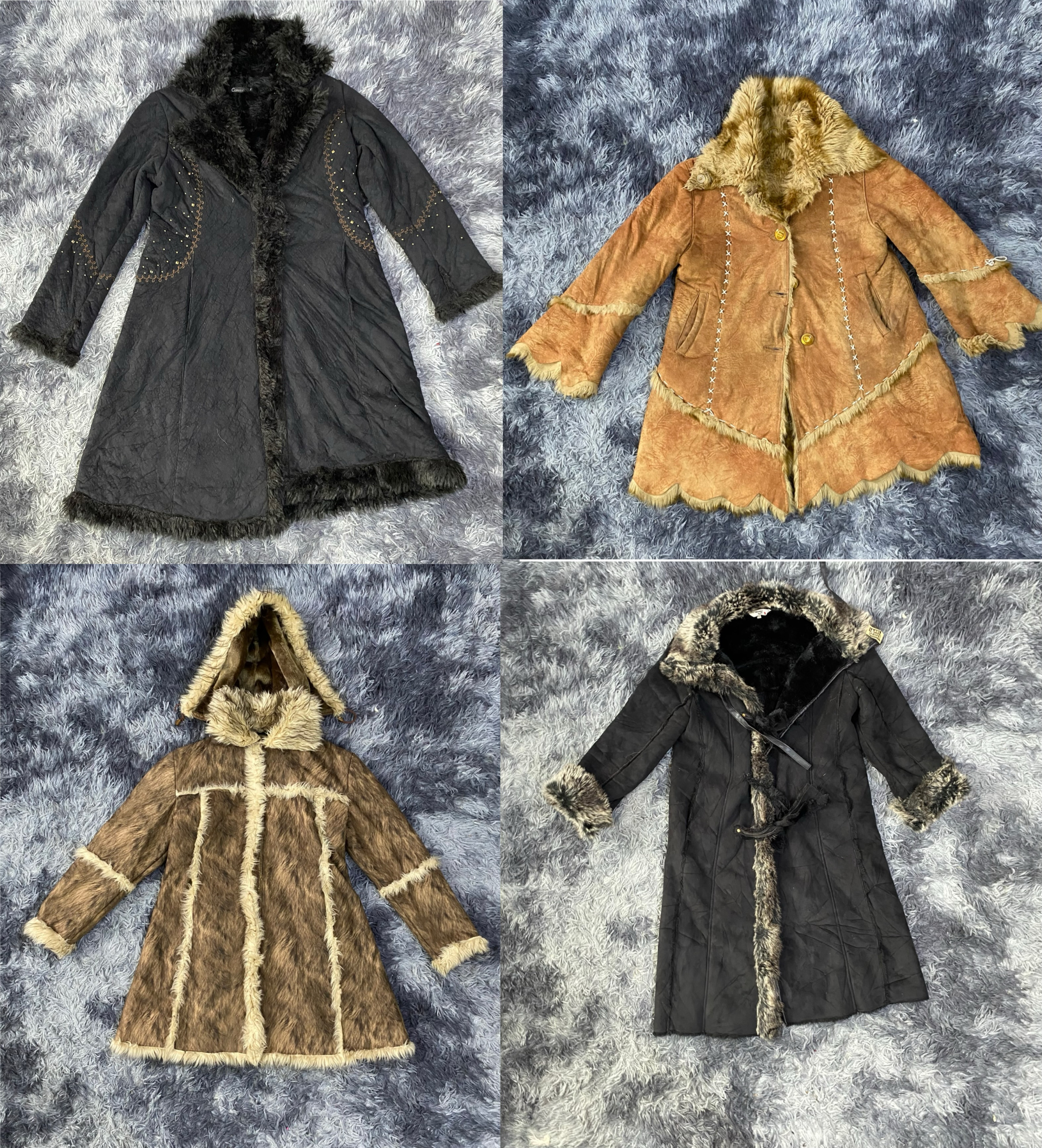 Casaco de Pelo Falso com Detalhes em Pelo Y2K Penny Lane (TS-1116)