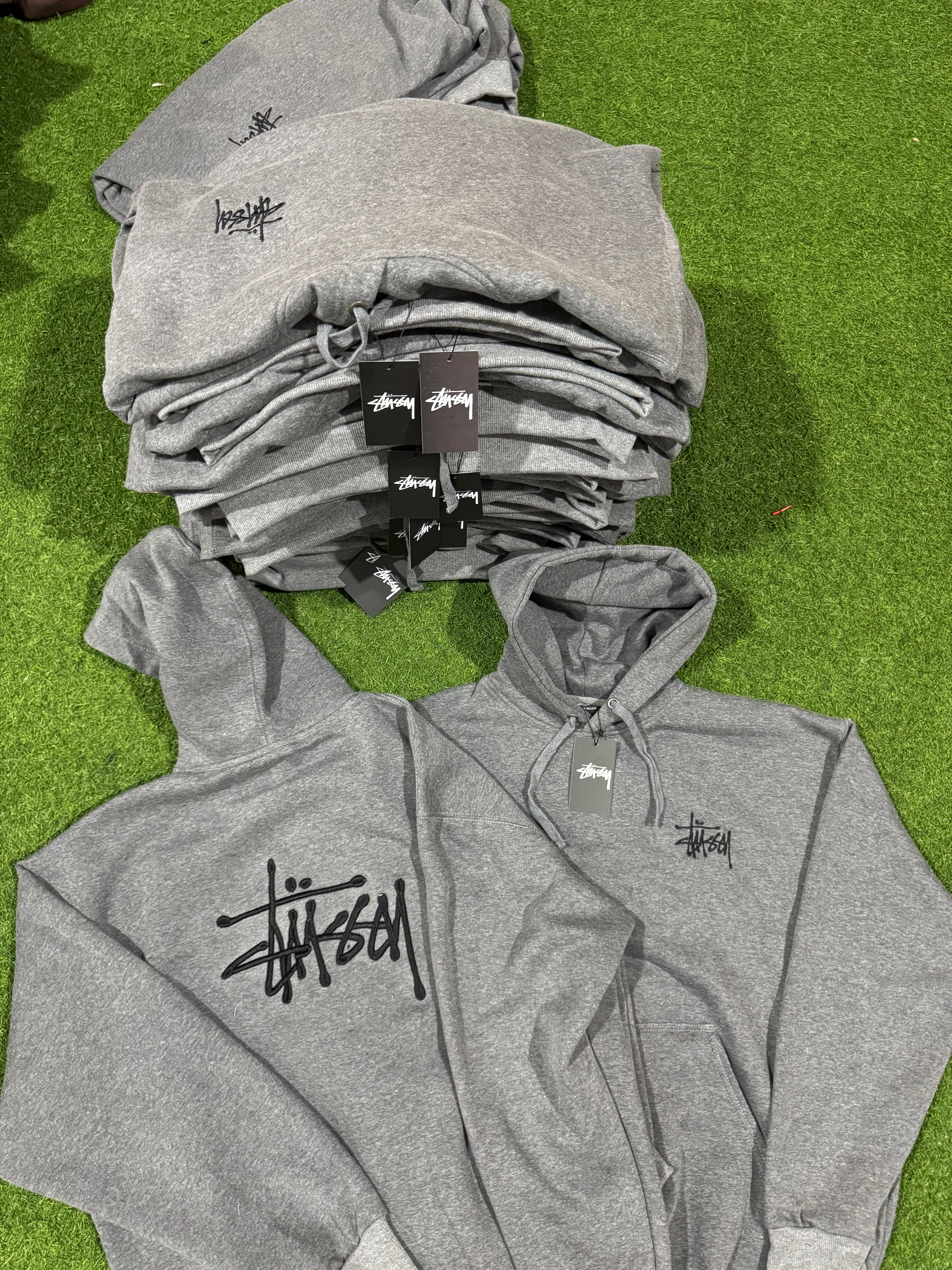 Rework style grey stussy hoodies