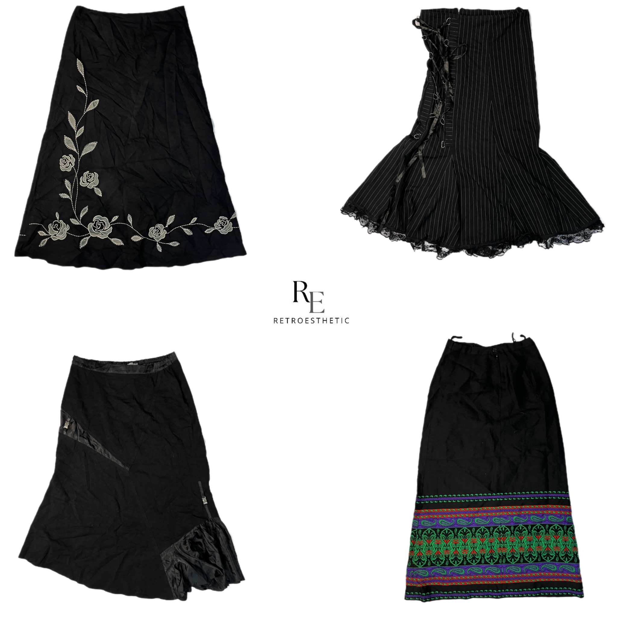 Y2K Black Gothic Cotton Mix Skirts (RE-2209)