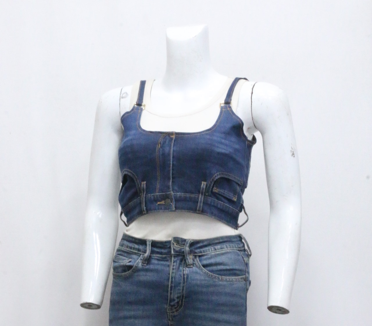 CR650 Upcycled Essential Denim Bustier Top