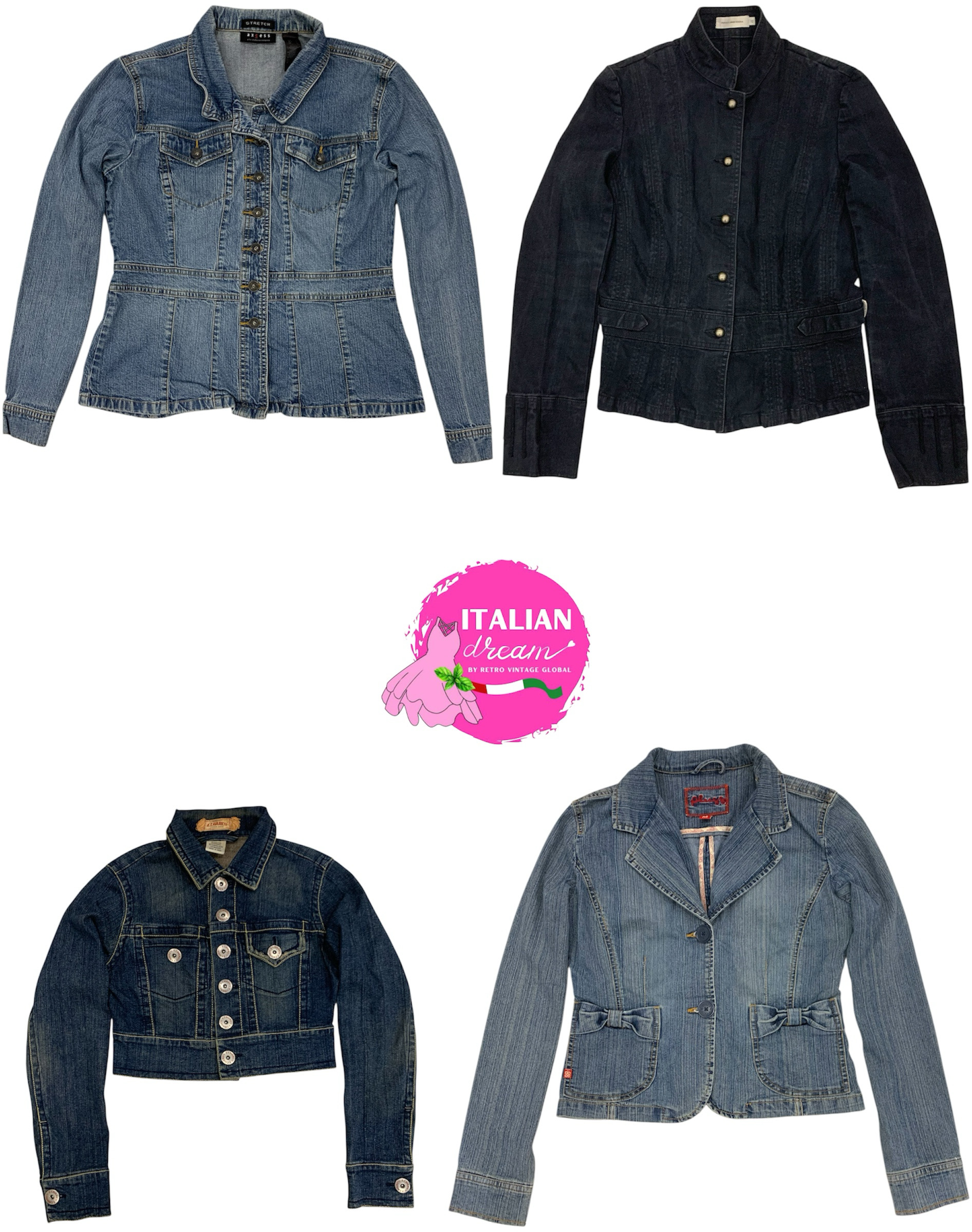 Denim Elegance 2000er italienische Jacken-Kollektion Set