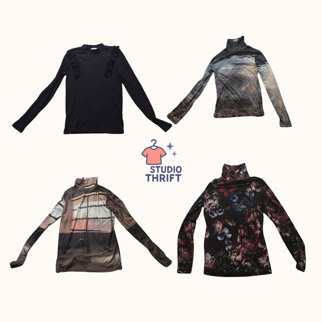 Y2K Graphic and Floral Turtlenecks