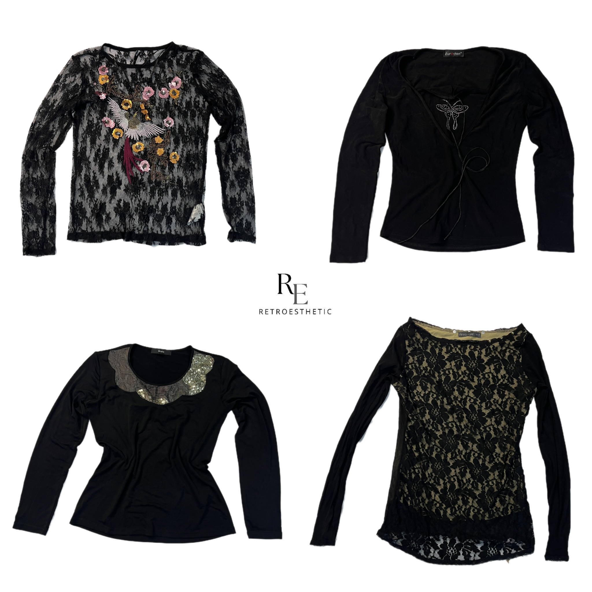Y2k Black goth Long sleeve tops (RE-2229)