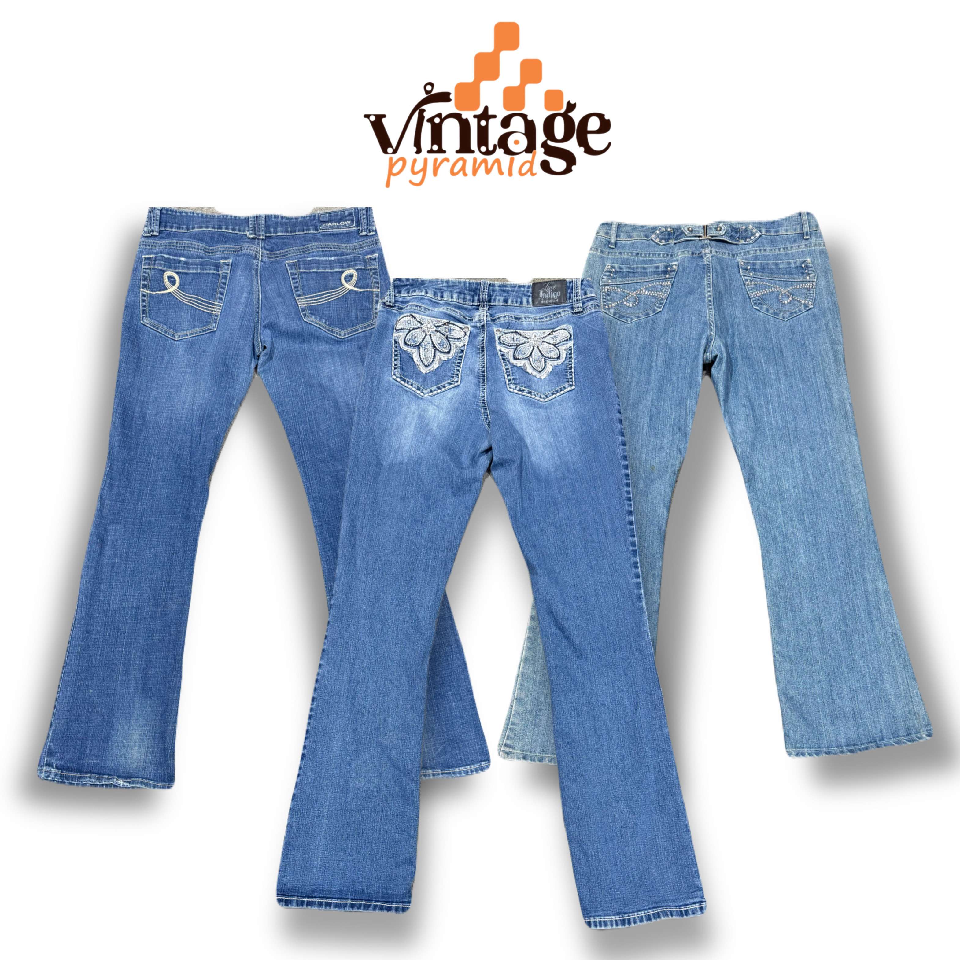 VPX190 Y2K Jeans svasati/Bootcut decorati