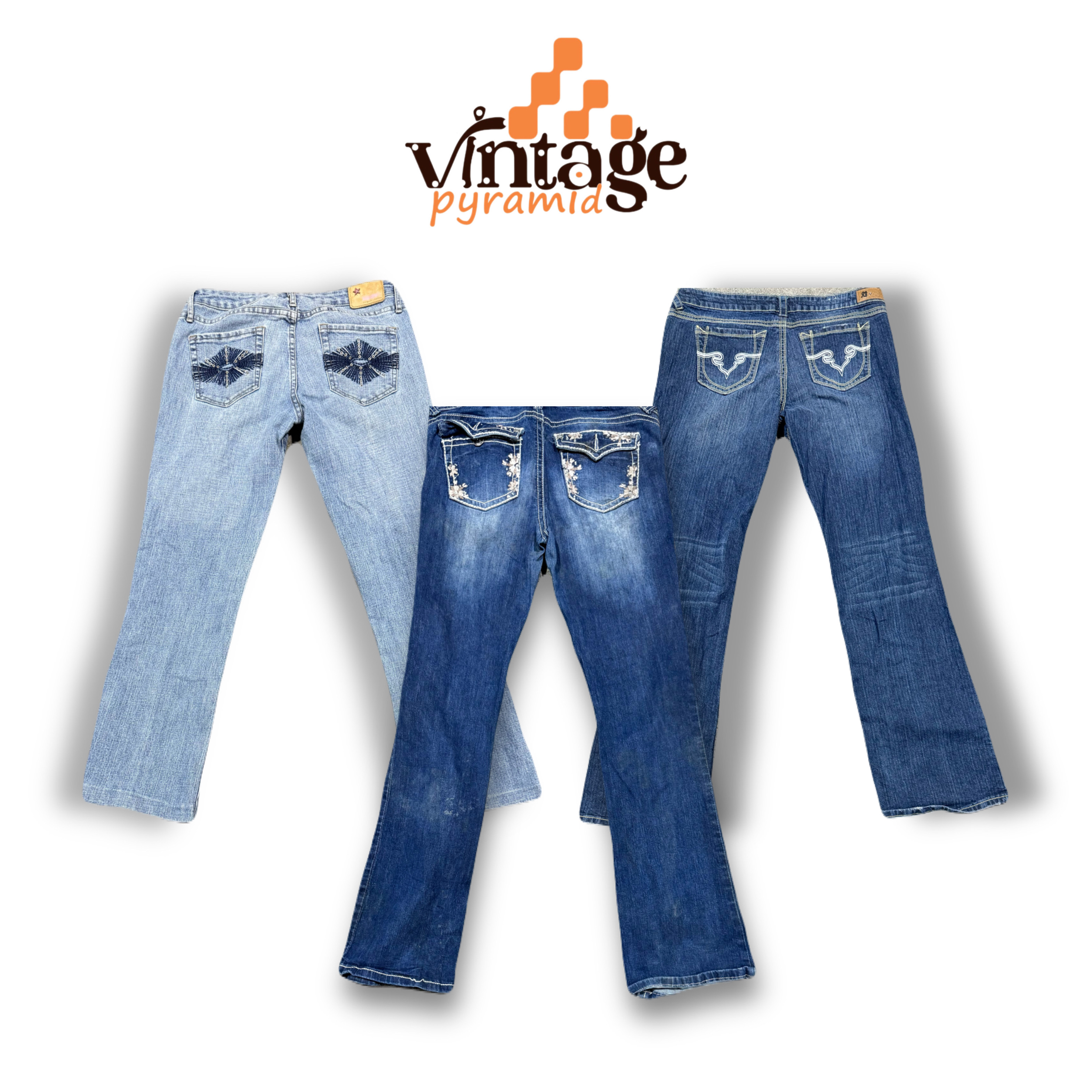 Jeans decorati a zampa d'elefante VPX194 Y2K