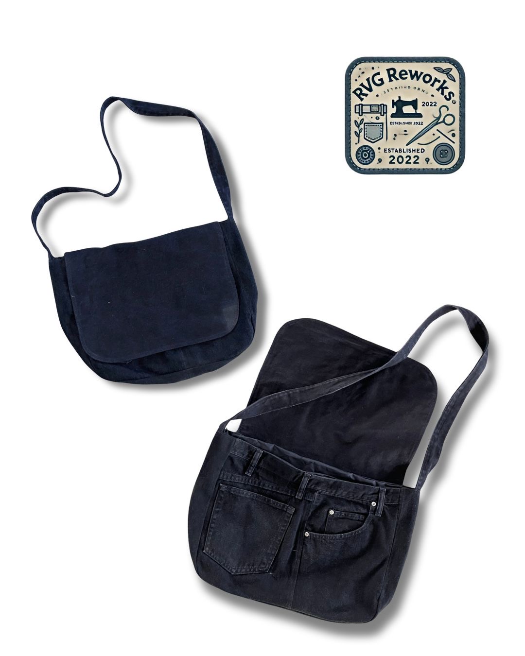 Upcycled Black Denim Bag