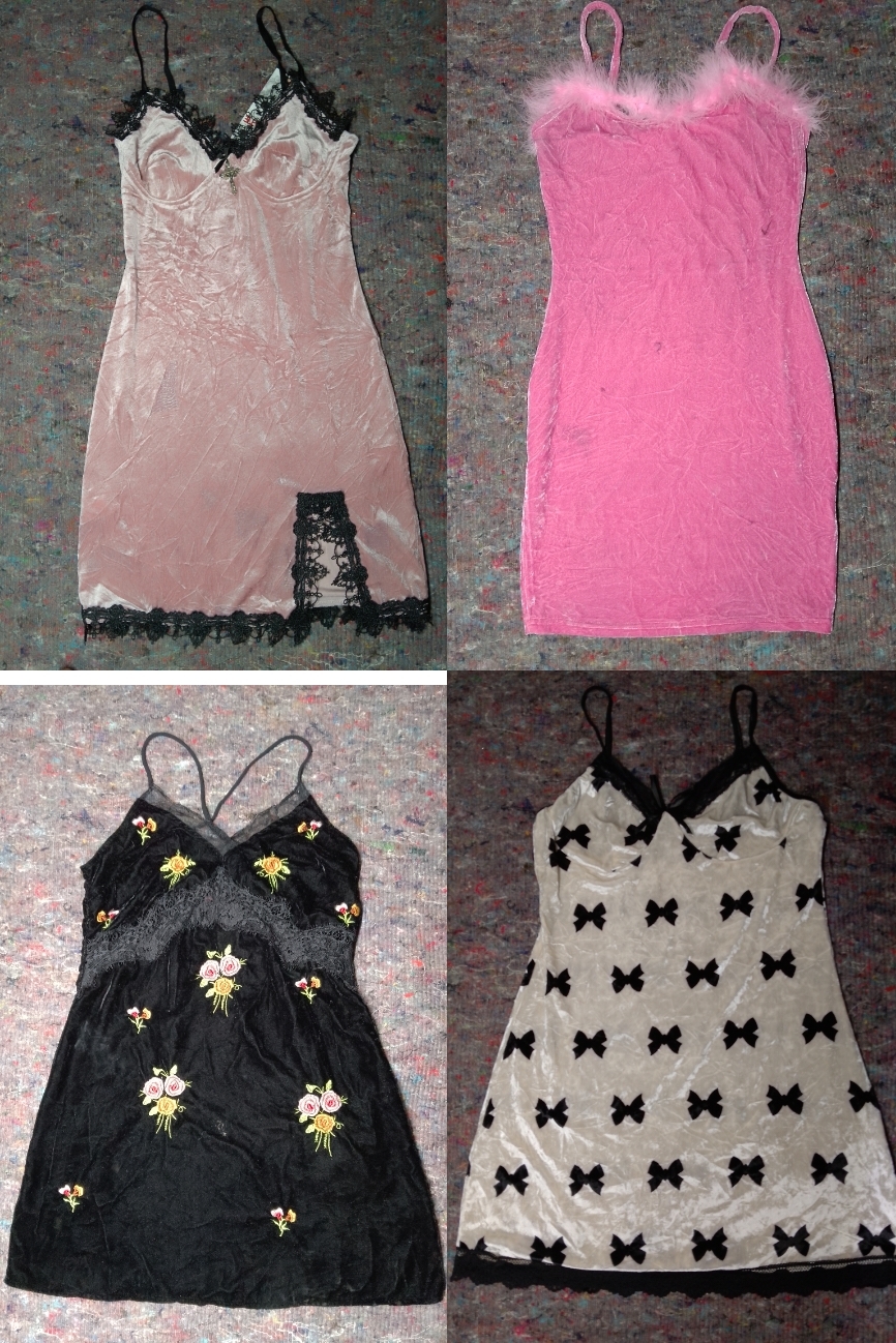 SS# 007 Bow Print Contrast Lace Velvet Night Dress Bow Tie, For Fall Winter