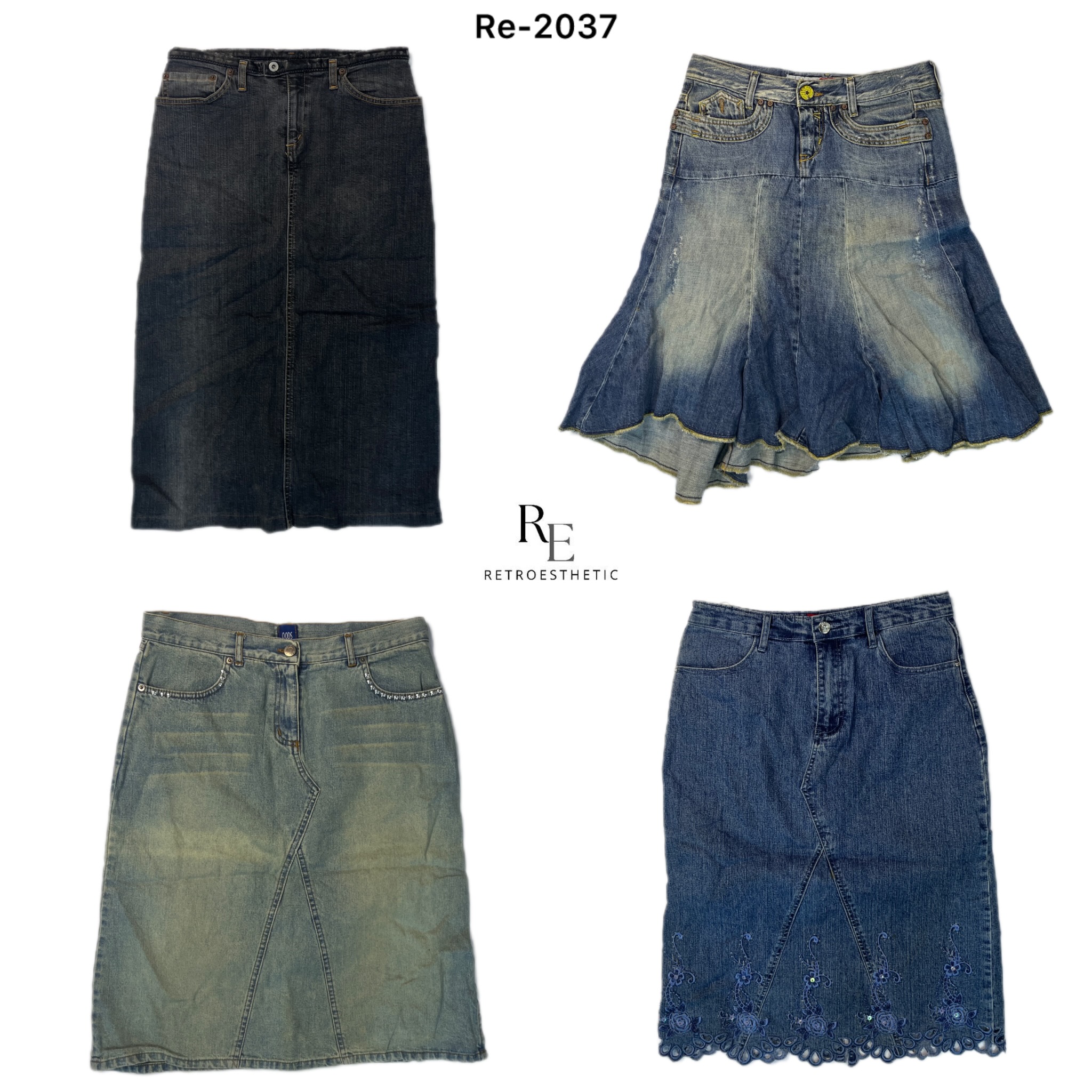Y2K Britney Era Denim Midi Skirts (RE-2037)