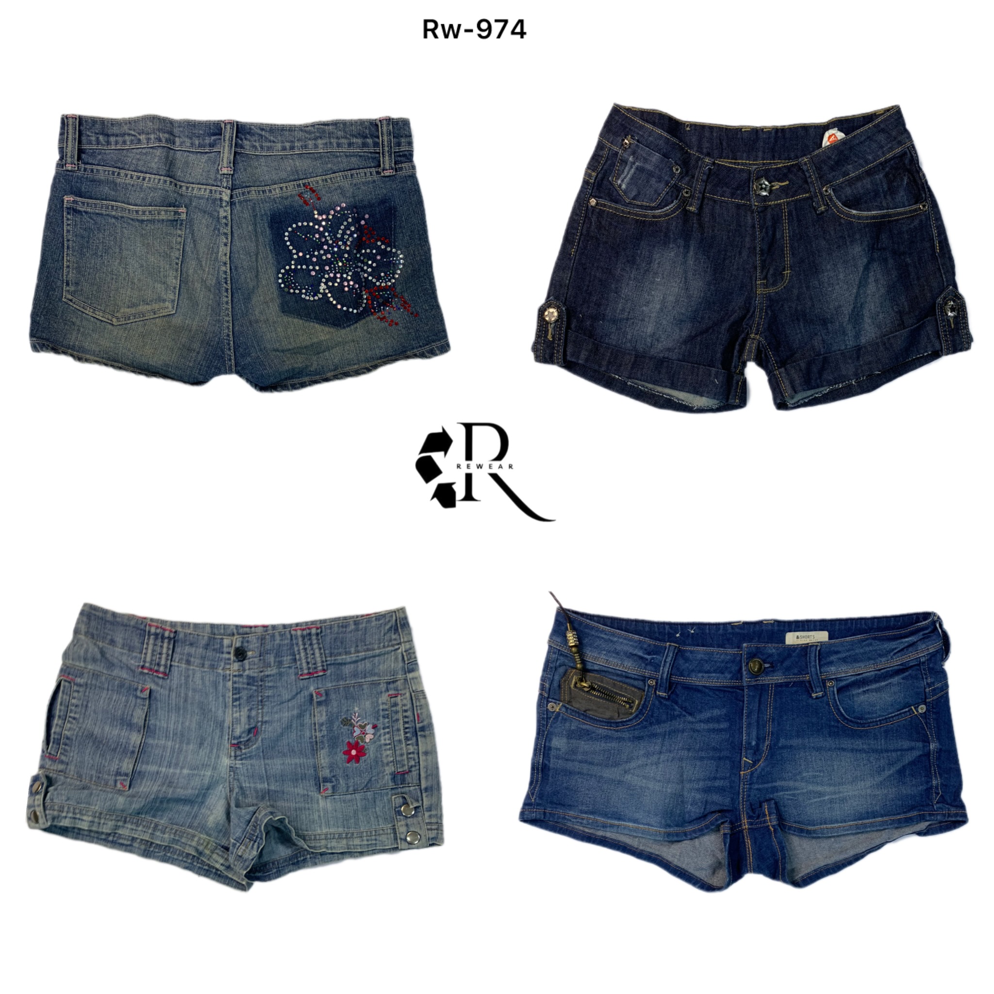 Y2K IT Girl Denim Mini Shorts (RW-974)