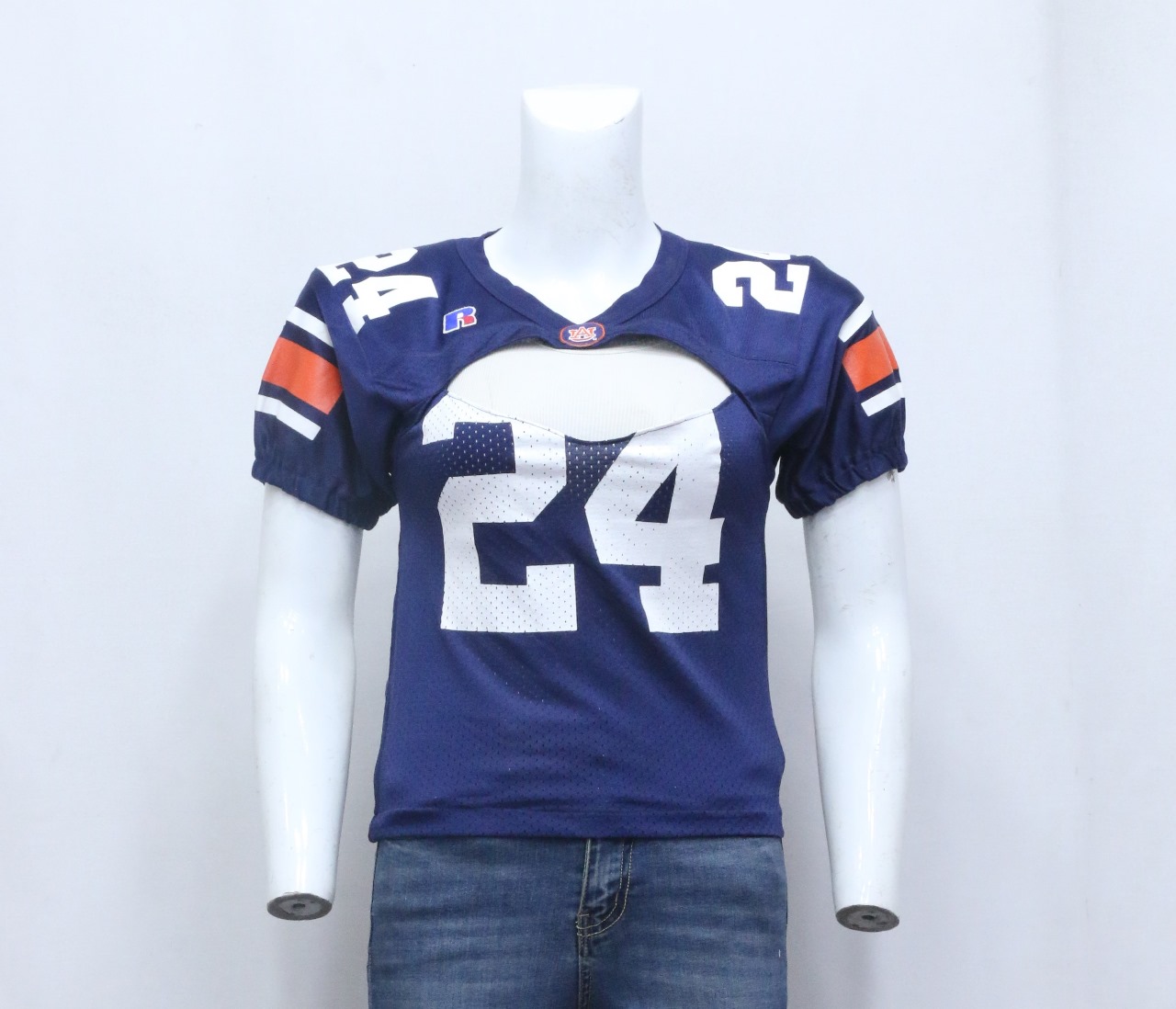 CR655 Upcycled  Retro Cut-Out Football Jersey Top