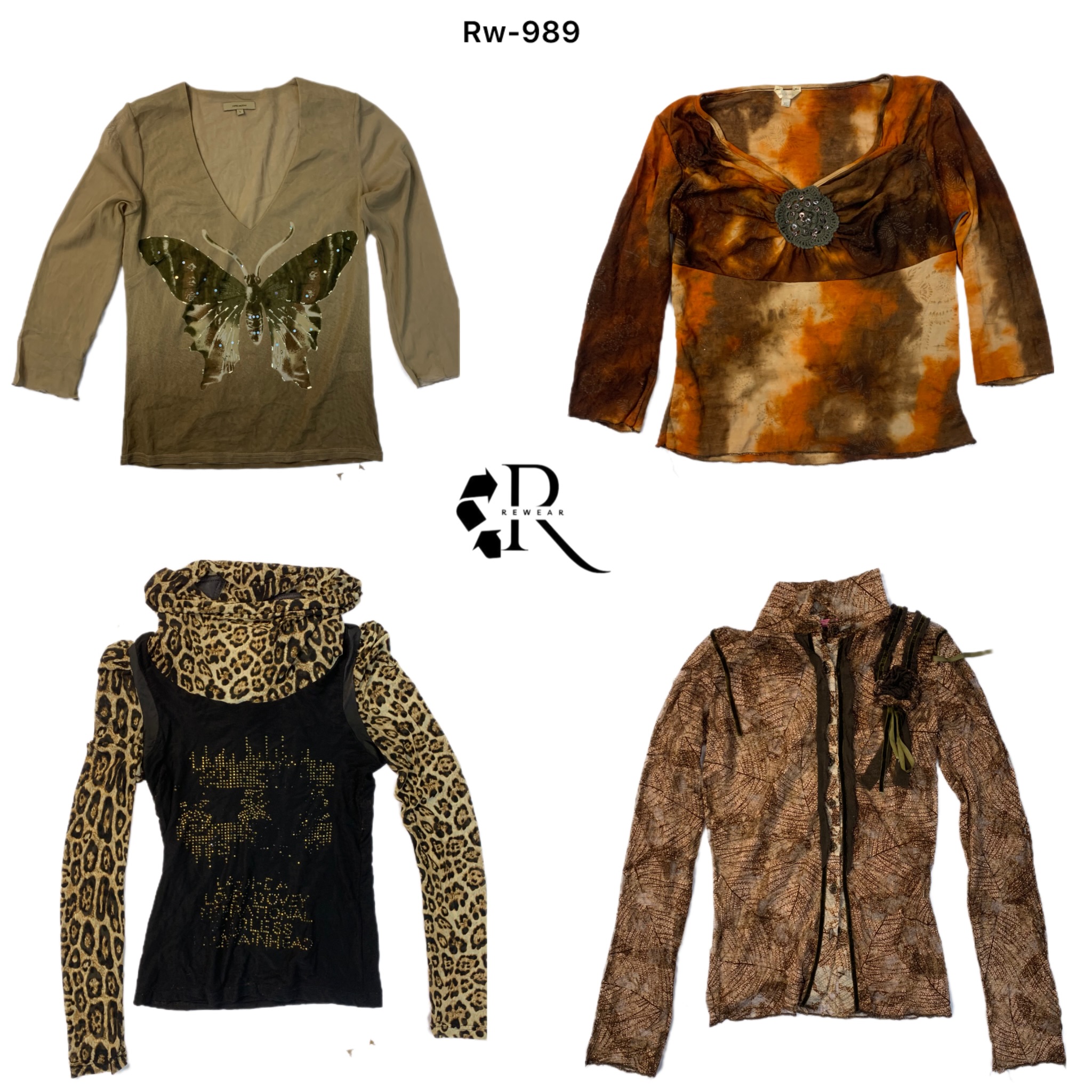 Y2K Grunge bedruckte Langarmoberteile (Rw-989)