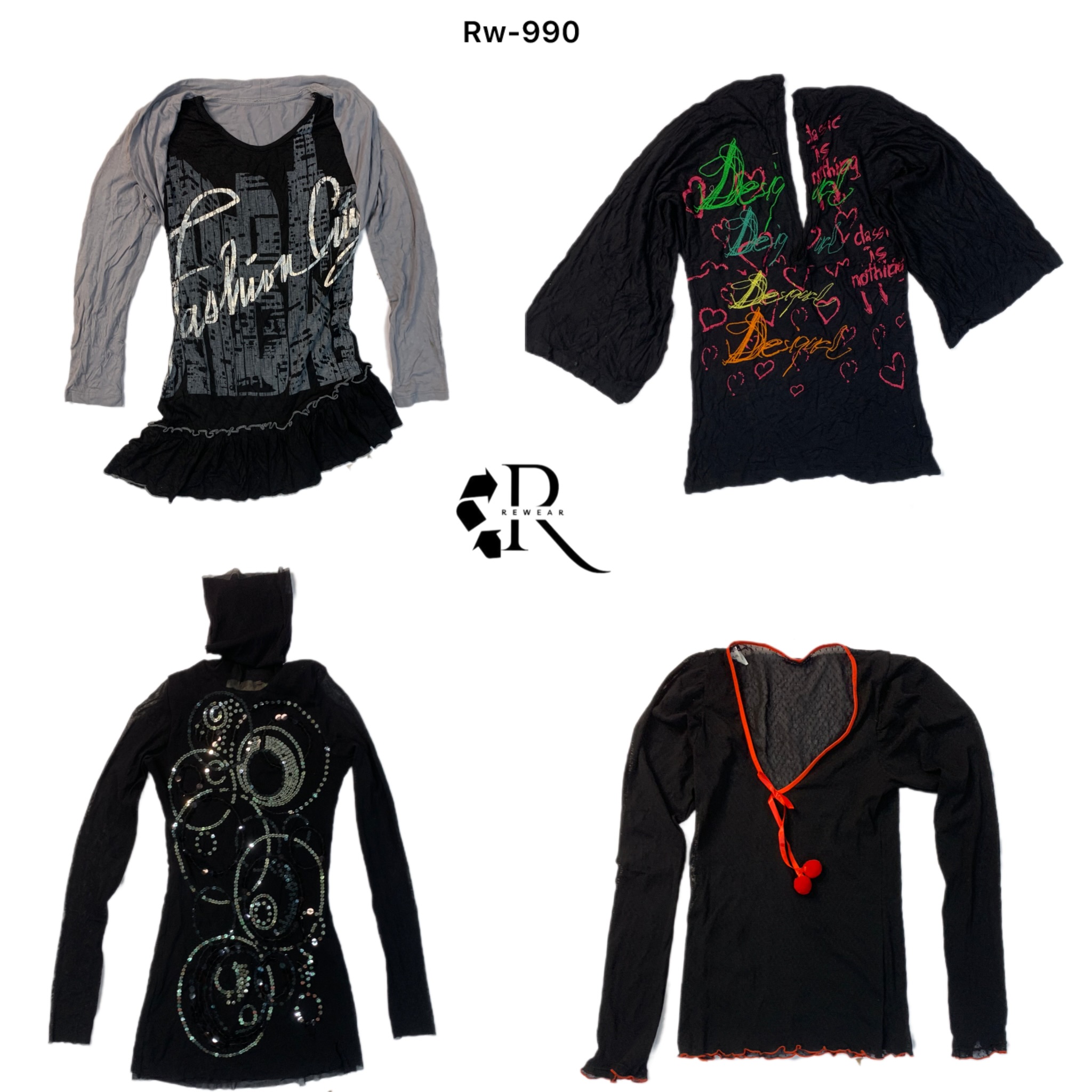 Y2K Gothic Printed long seelve Tops (Rw-990)