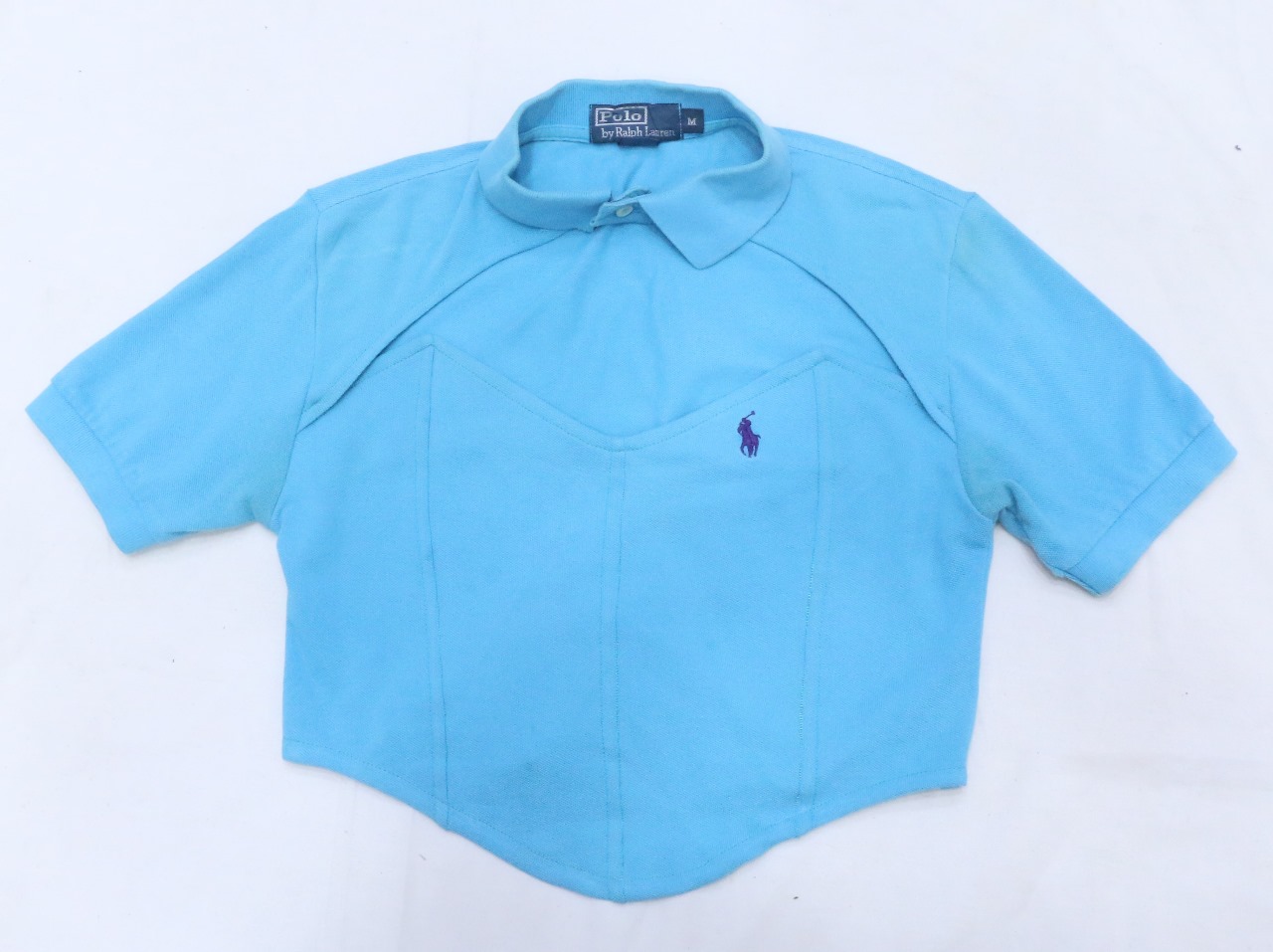 CR657 Upcycled Polo Bustier Crop Top