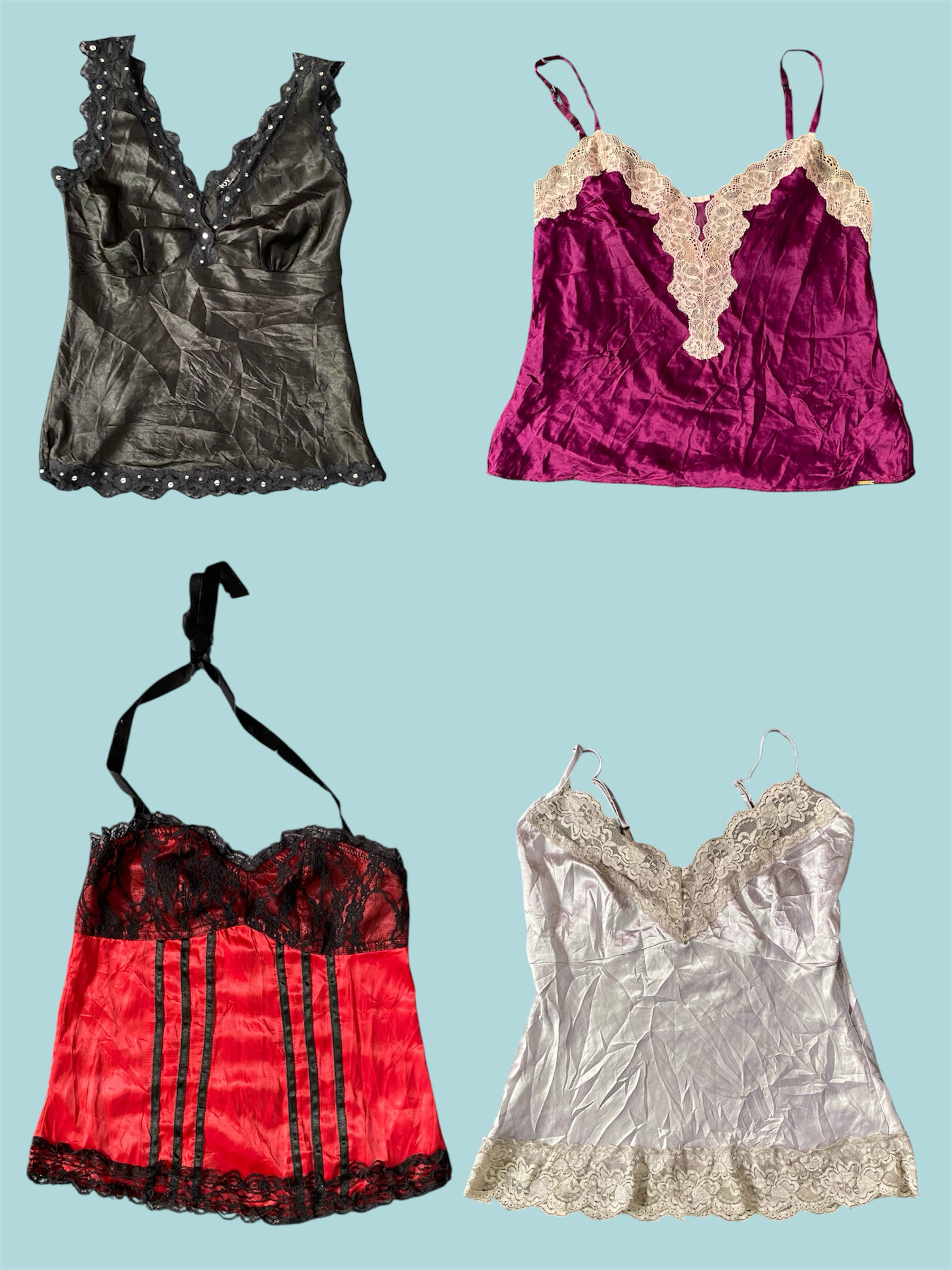 Top de alças com renda Y2K (TS-1155)