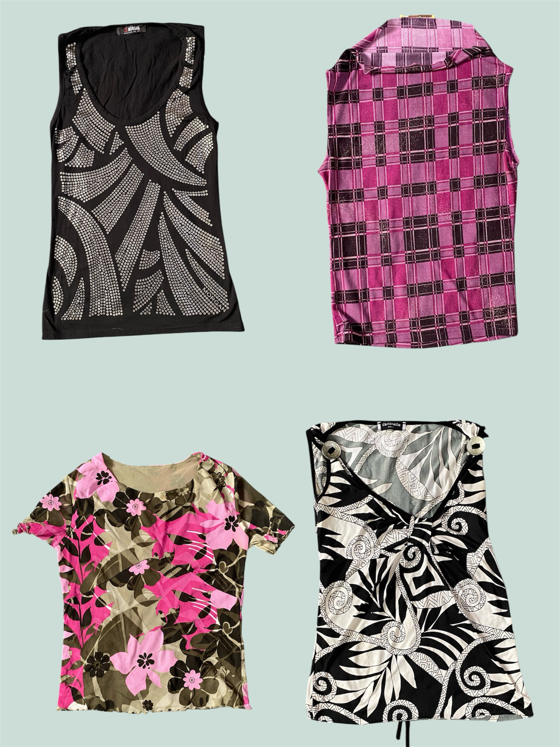 Y2K Grunge Fairycore Abstract Print Top Bundle (TS-1156)