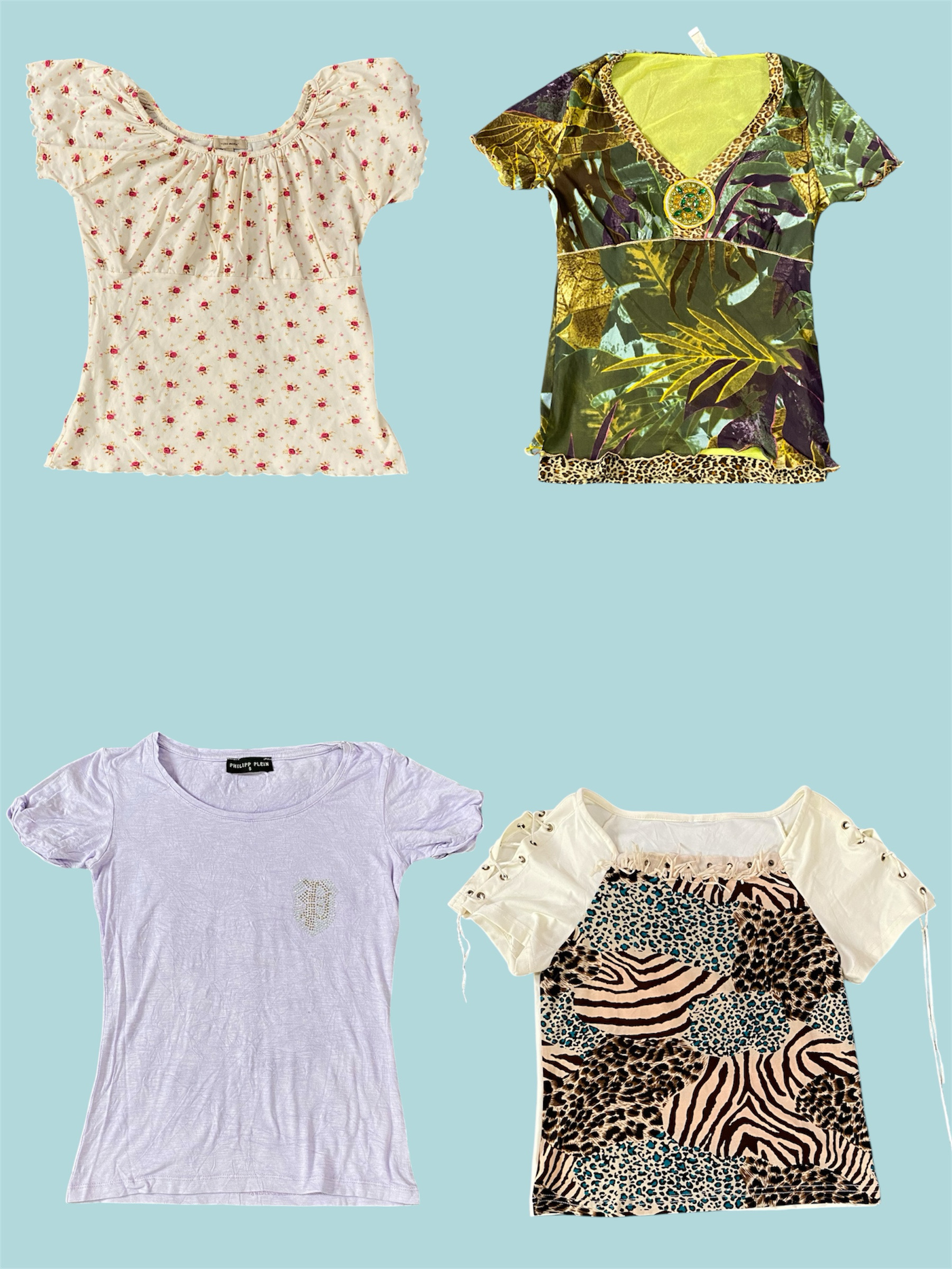 Y2K Dream Closet: Estampas Florais, de Selva e de Animais (TS-1161)