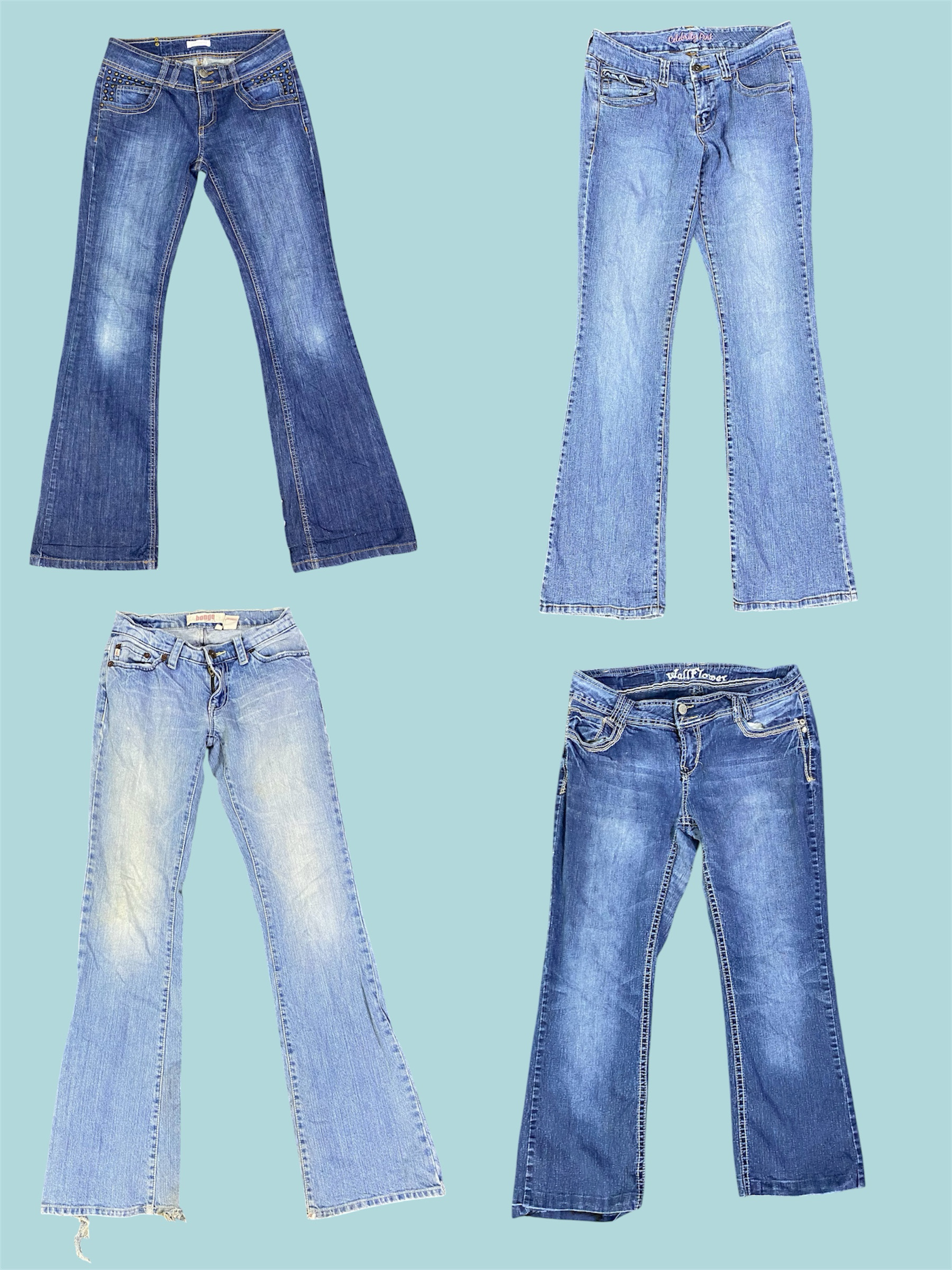 Sonhos Vintage Y2K em Denim: Jeans Flare de Cintura Baixa (TS-1168)