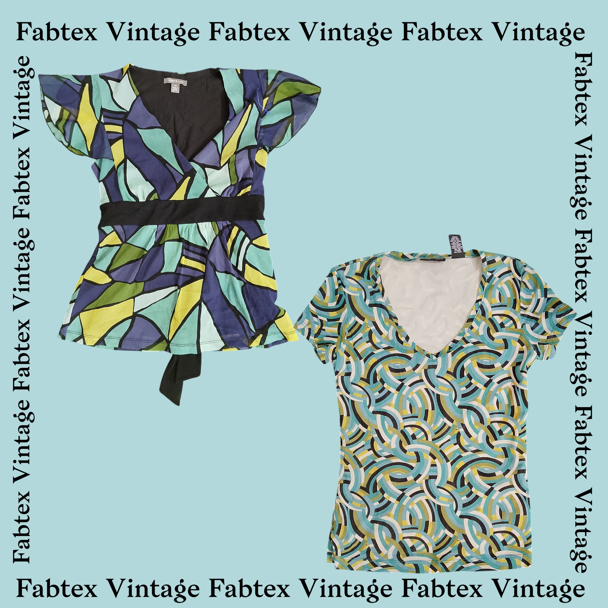 (FV-160) Y2K Tropical Printed Tops - Mistura de Verão Estilosa e Tendência Verde & Abstrata de Segunda Mão