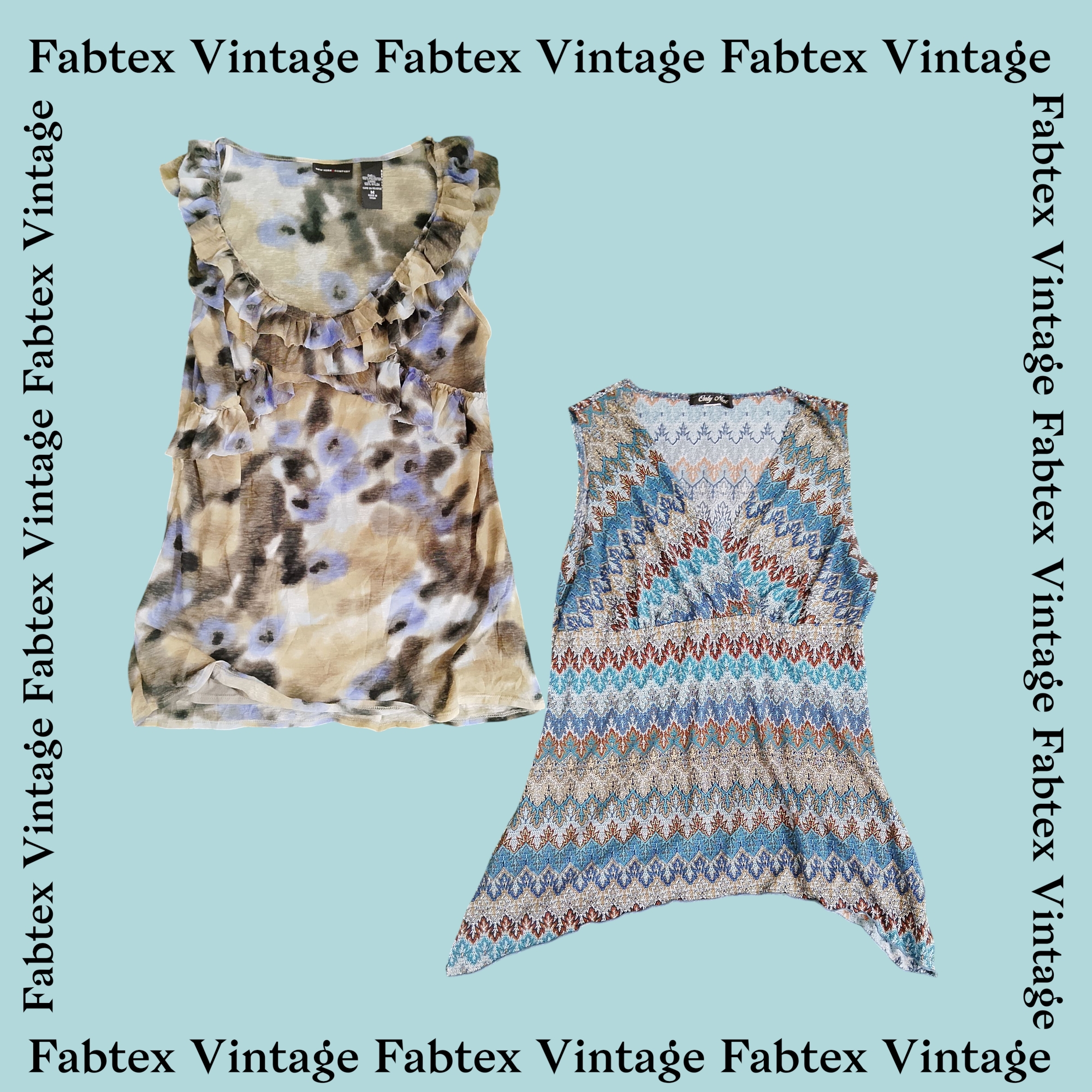 (FV-161) Elegante blaue und lila bedruckte Tops - Abstrakte & Retro-Style Tops