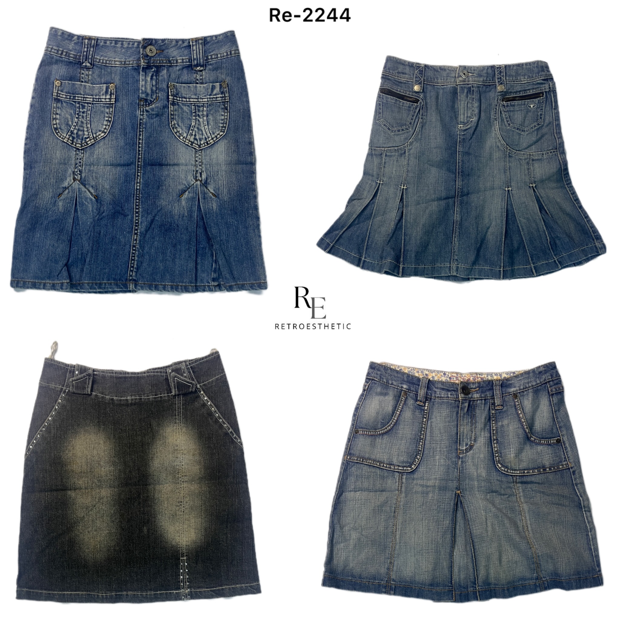 Jupes midi en denim Y2K Paris Hilton (RE-2244)