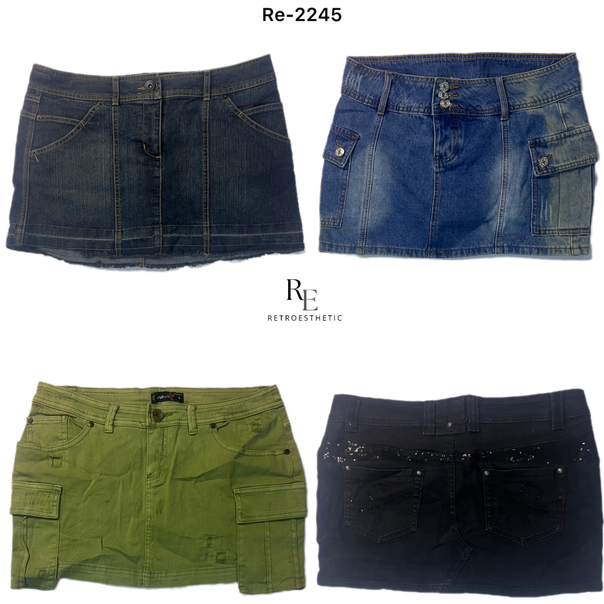 Jupes en denim mini de l'ère Britney Y2K (RE-2245)