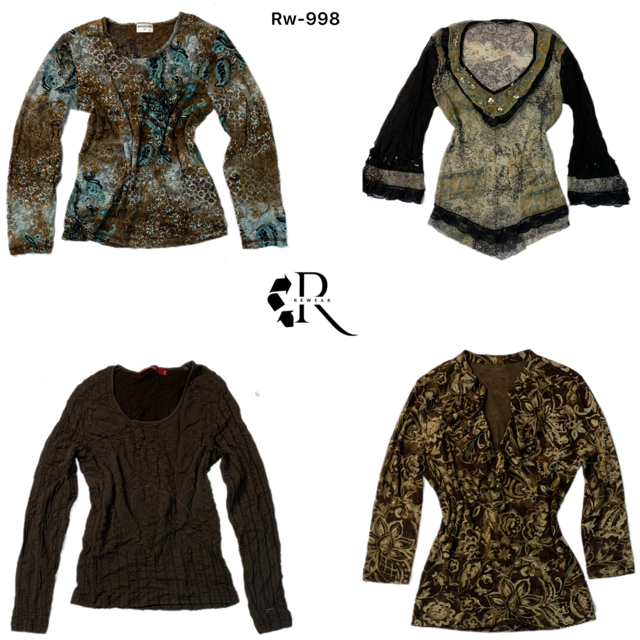 Y2K Earthy Toned Full Sleeve Mesh Tops(RW-998)